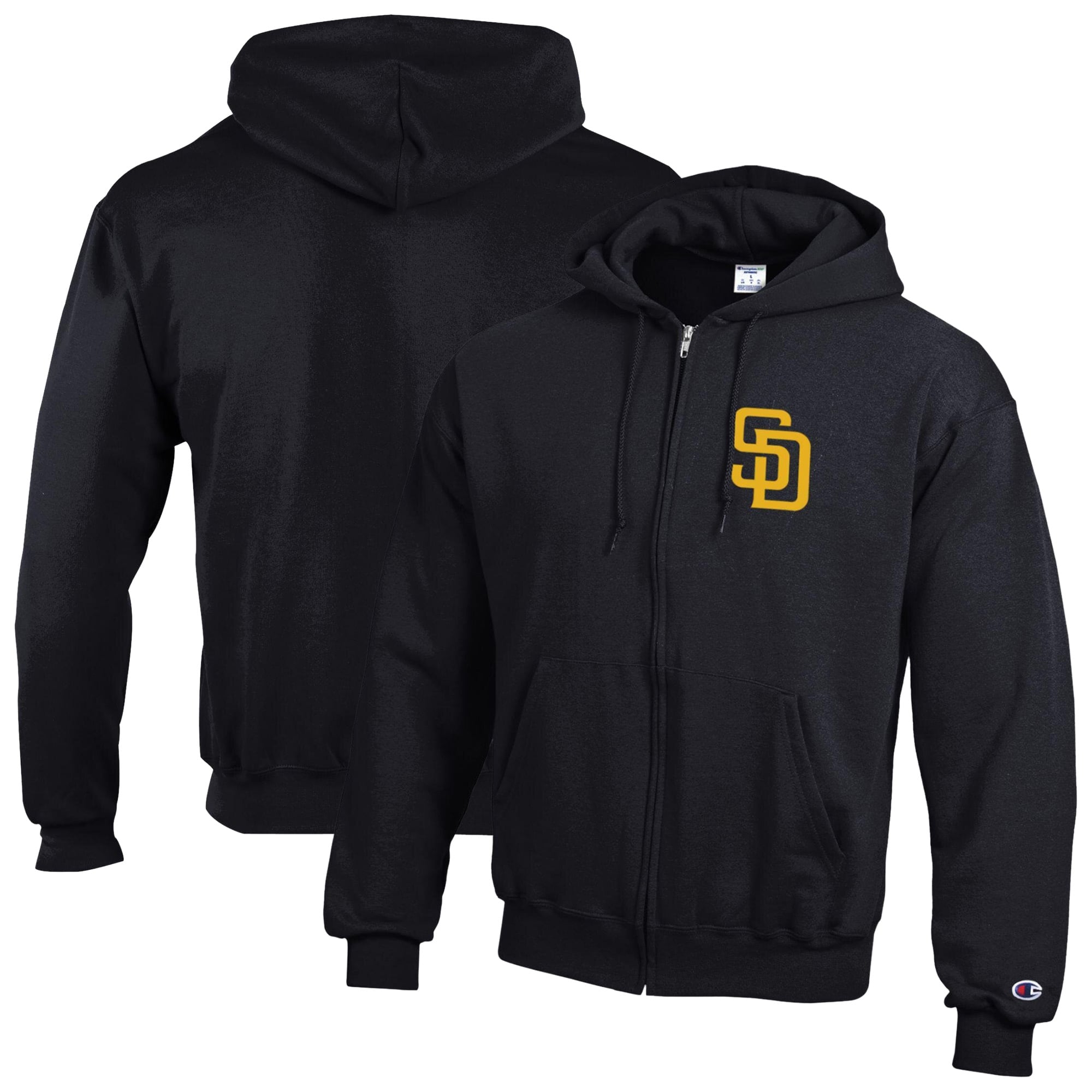 Sweat à capuche zippé Champion noir San Diego Padres Powerblend pour homme