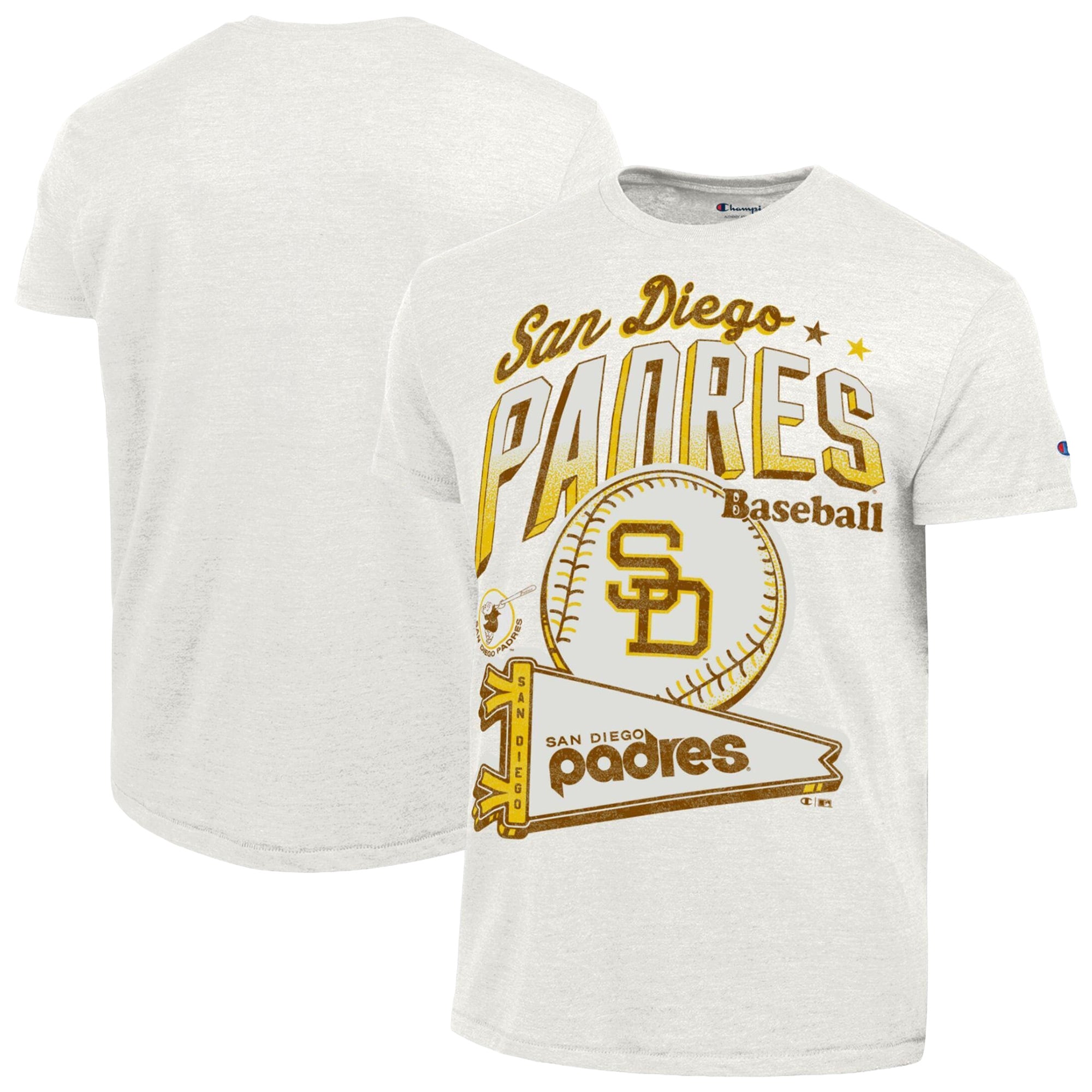 Men's Champion Cream San Diego Padres Winning Tradition Cooperstown Collection Tri-Blend T-Shirt