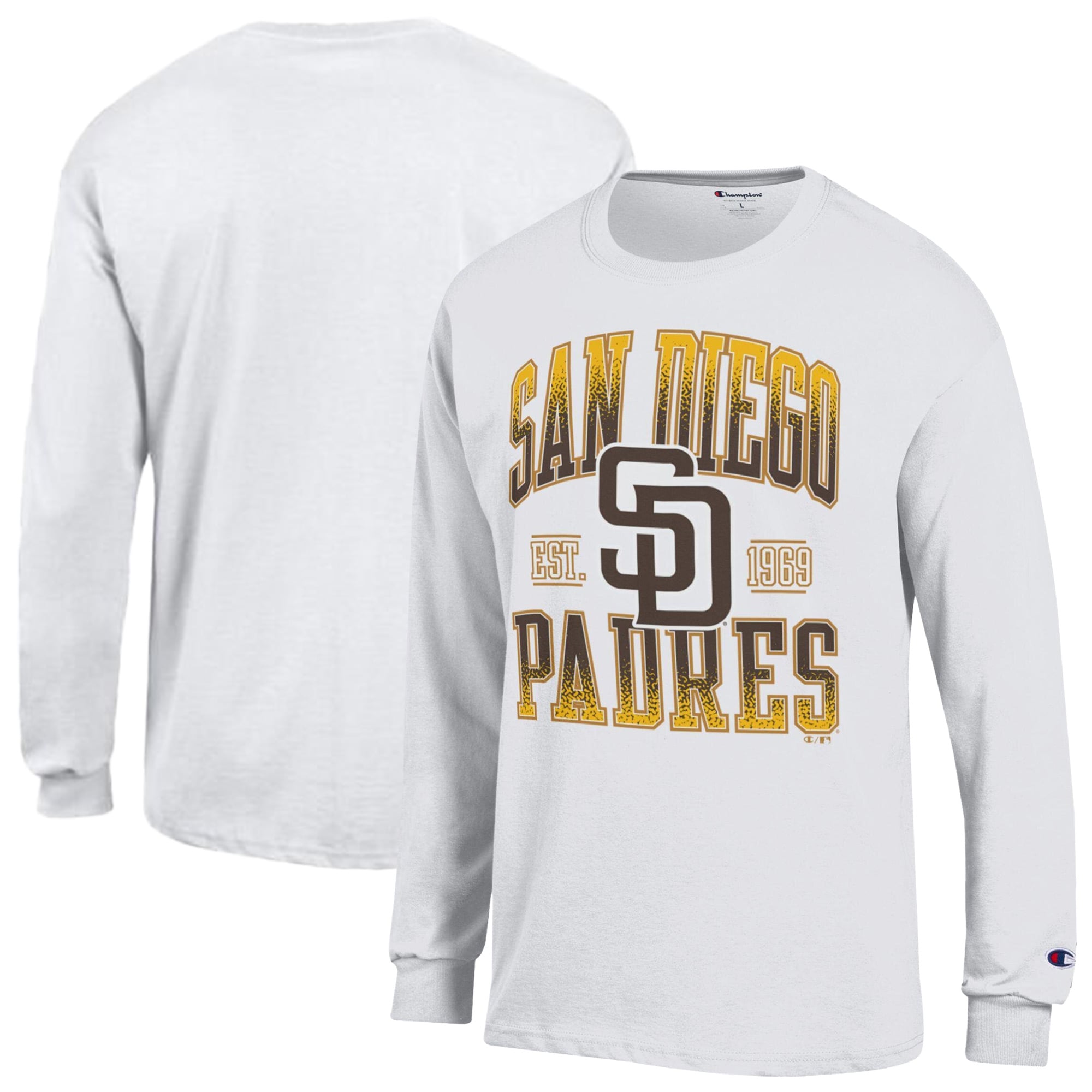 Men's Champion  White San Diego Padres Jersey Long Sleeve T-Shirt