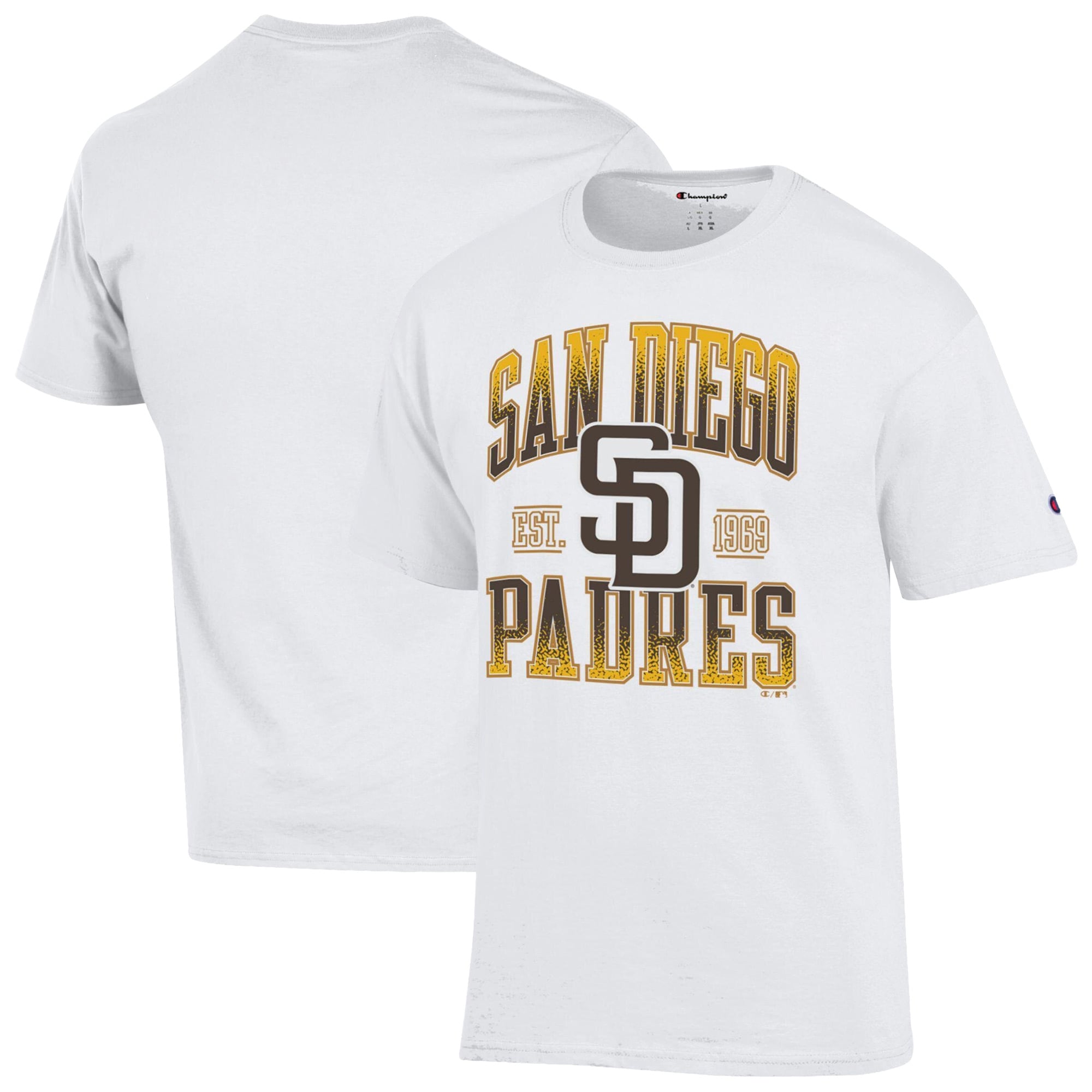 Men's Champion White San Diego Padres Team Name T-Shirt
