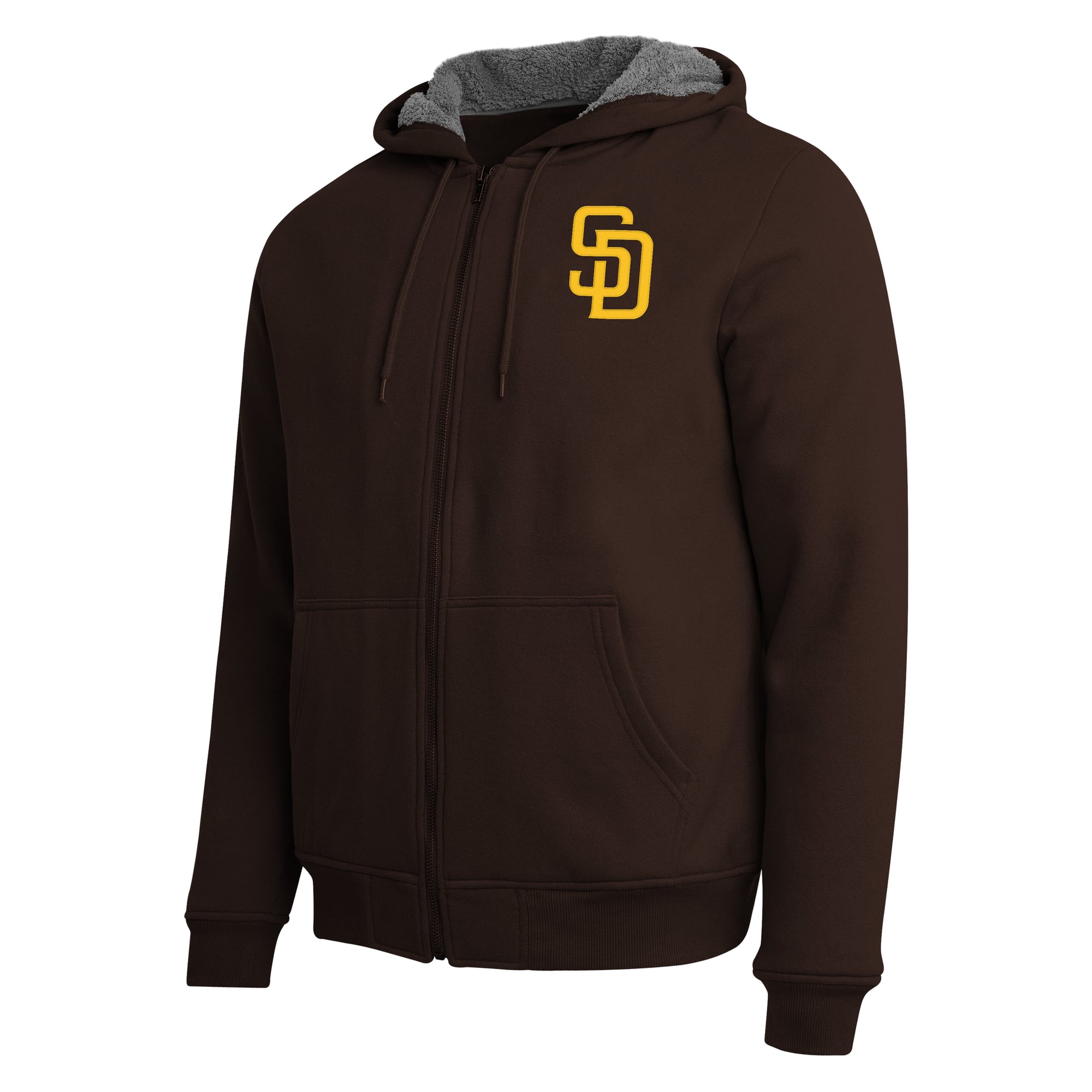Sweat-shirt zippé intégral marron/gris doublé sherpa de la collection Darius Rucker pour homme par Fanatics, San Diego Padres
