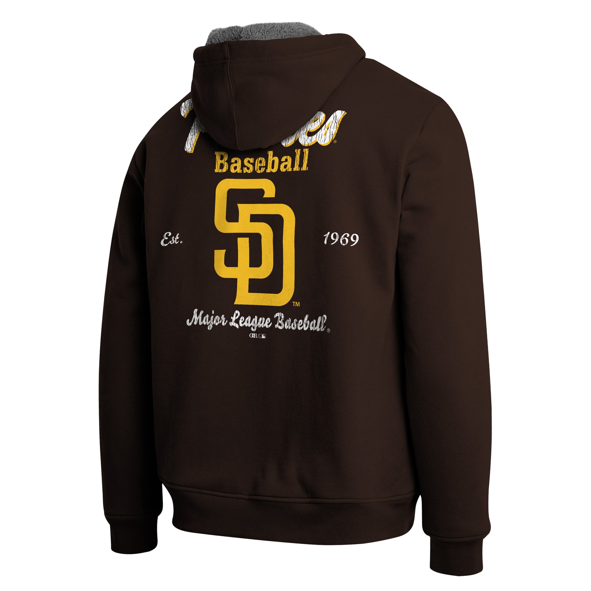 Sweat-shirt zippé intégral marron/gris doublé sherpa de la collection Darius Rucker pour homme par Fanatics, San Diego Padres
