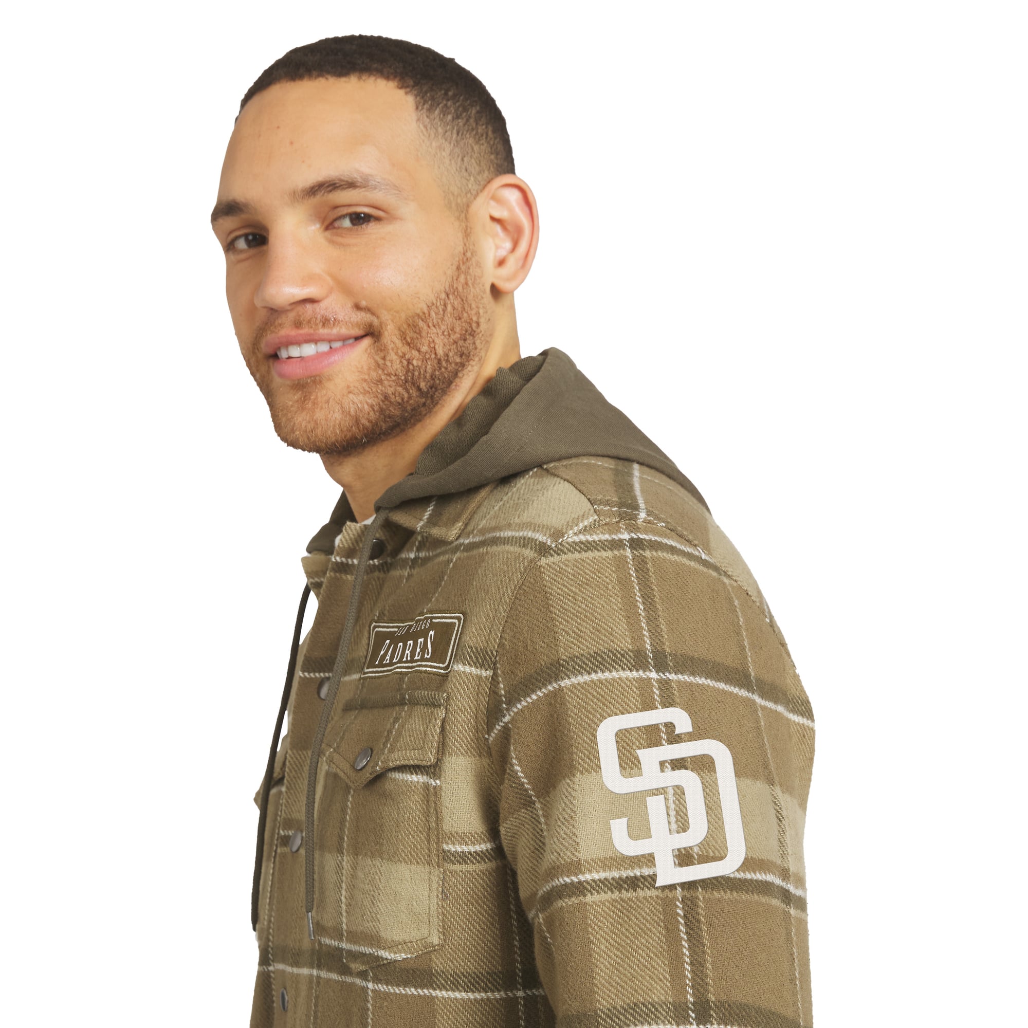 Men's Darius Rucker Collection by Fanatics Brown/Olive San Diego Padres Woven Hooded Full-Snap Shacket