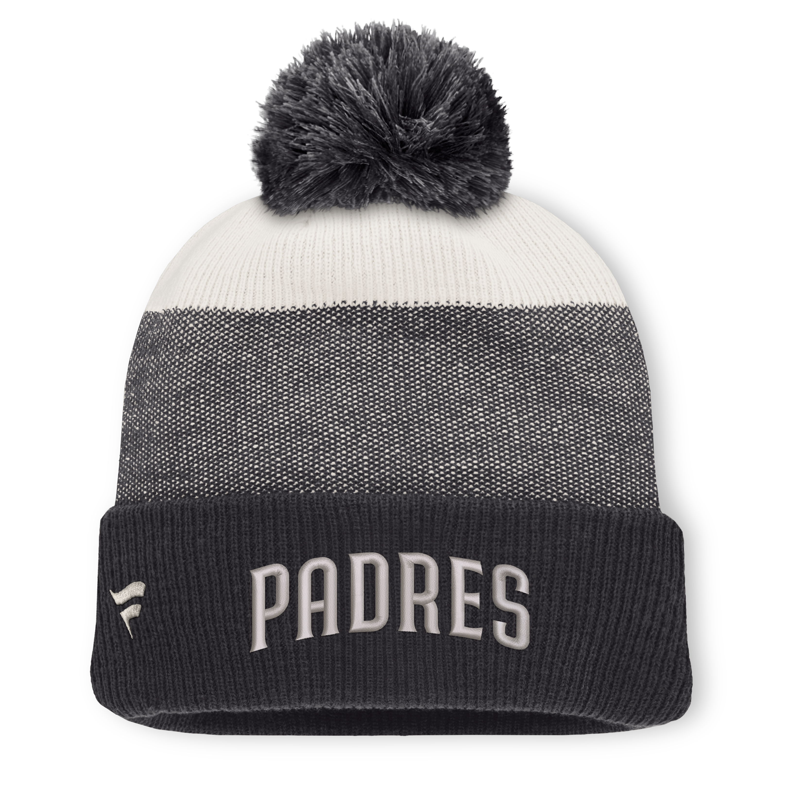 Bonnet à revers pour homme Fanatics, gris anthracite/gris, San Diego Padres, avec pompon