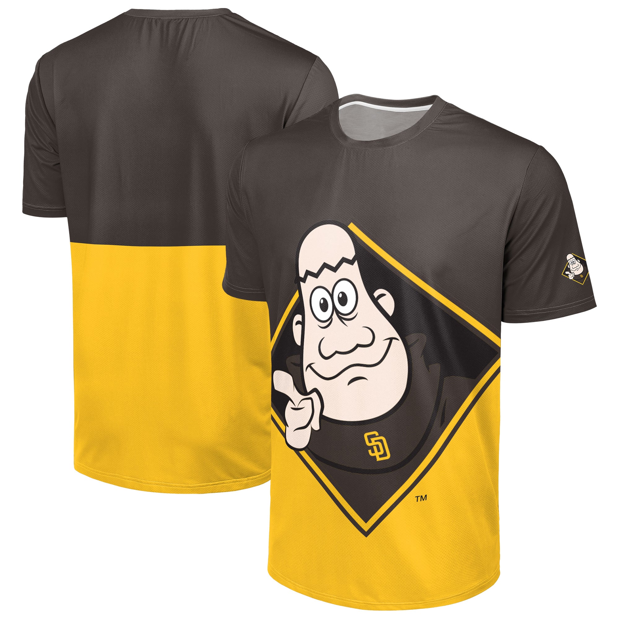 T-shirt FOCO marron/doré pour homme avec grand logo des Padres de San Diego