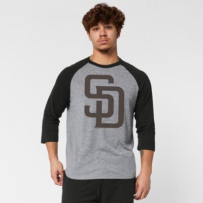 San Diego Padres Homage Raglan Tri-Blend 3/4-Sleeve T-Shirt - Gray