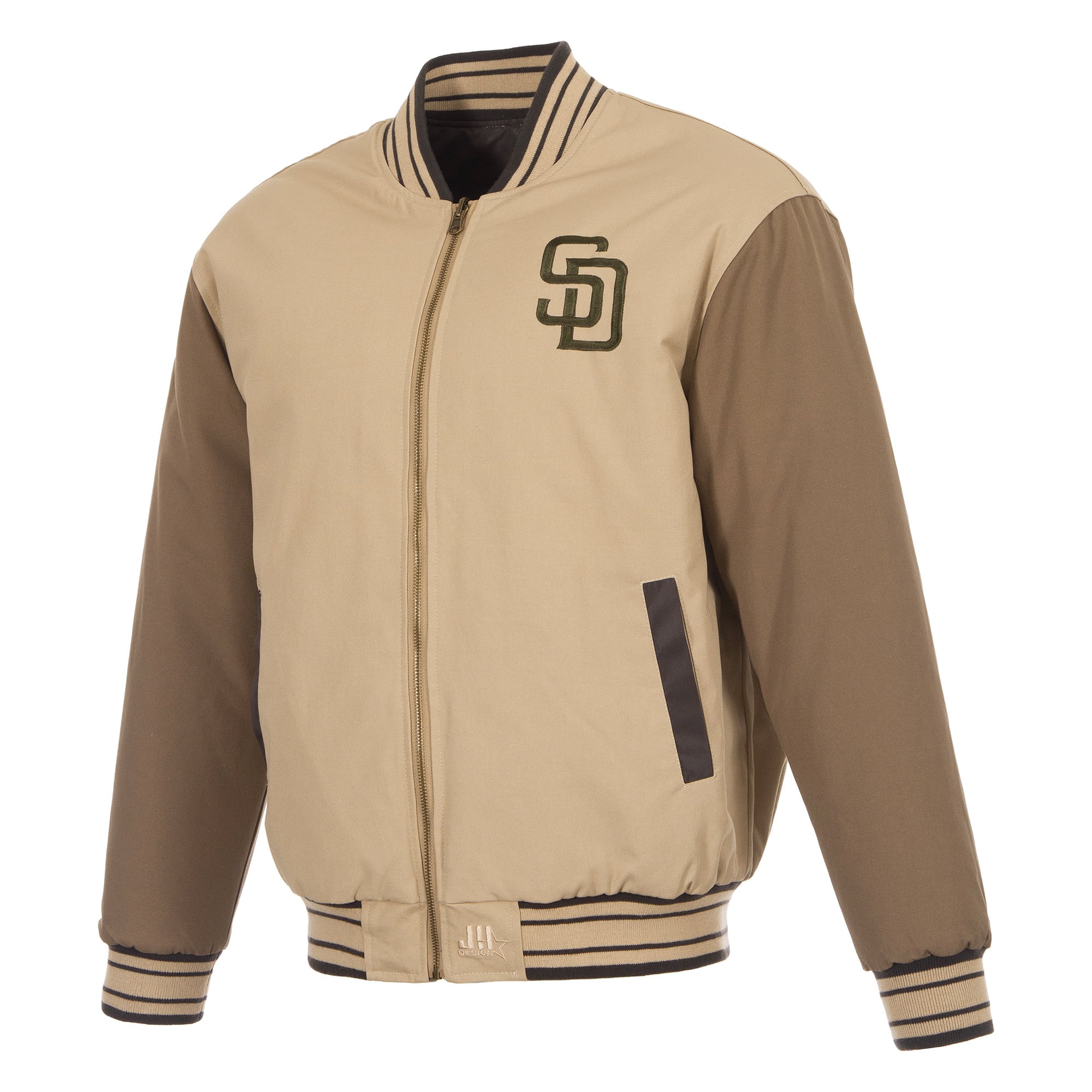 Men's JH Design Tan/Brown San Diego Padres Reversible Canvas Full-Zip Jacket