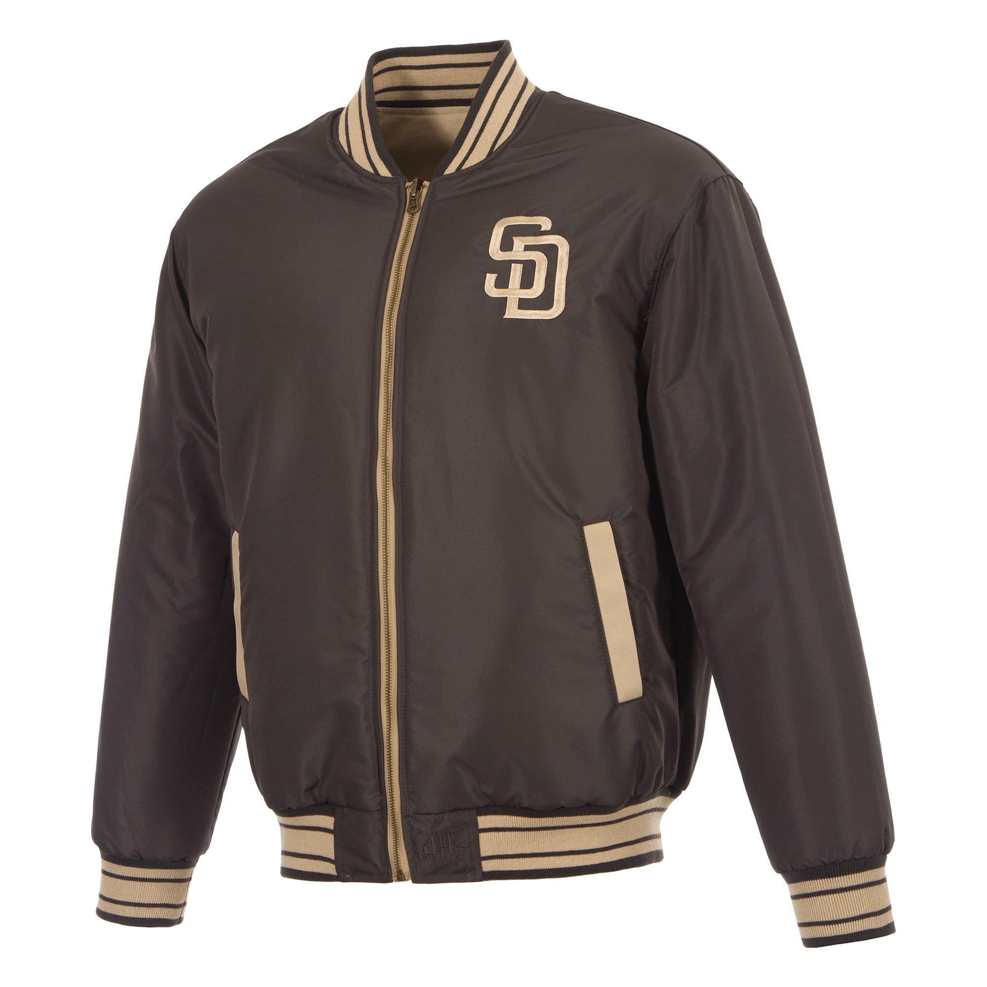 Men's JH Design Tan/Brown San Diego Padres Reversible Canvas Full-Zip Jacket