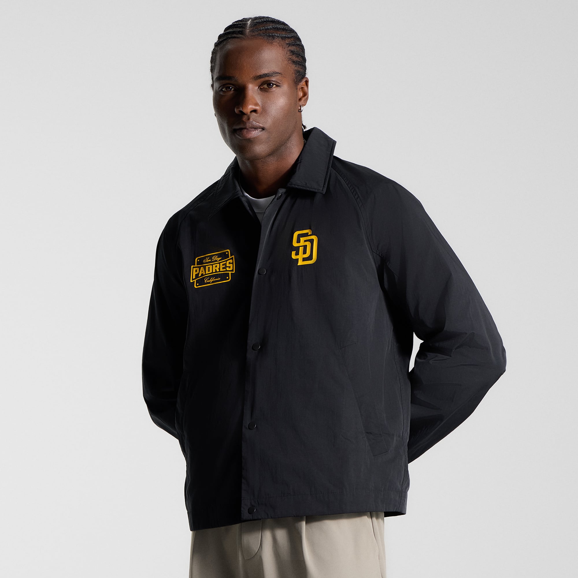 Veste d'entraîneur raglan noire San Diego Padres de lululemon pour homme
