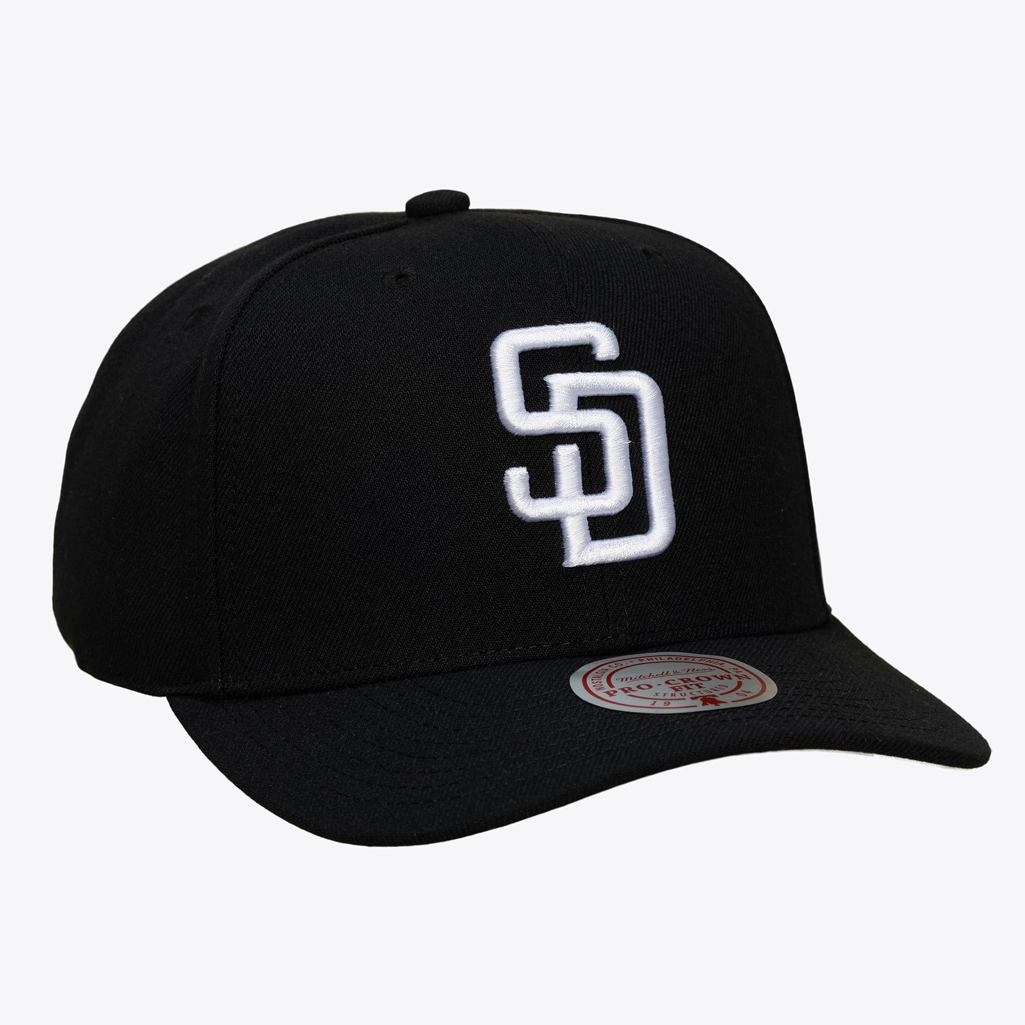 Men's Mitchell & Ness Black San Diego Padres Black and White Pro Crown Snapback