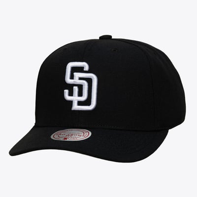 San Diego Padres Mitchell & Ness Black and White Pro Crown Snapback - Black
