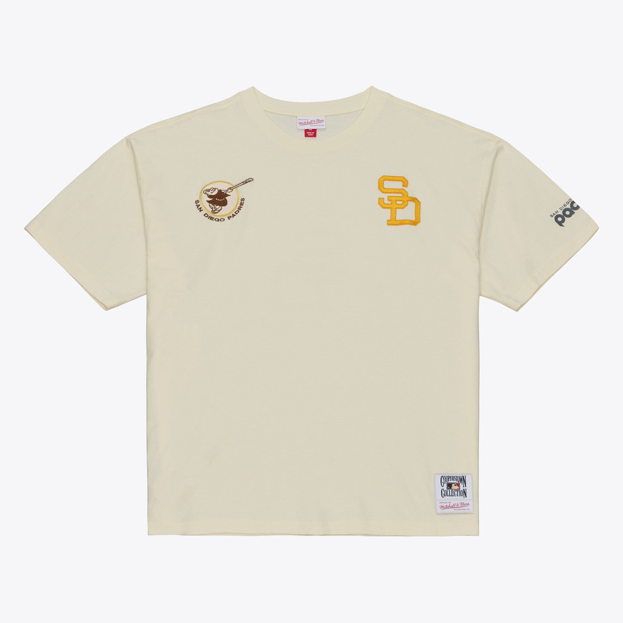 Men's Mitchell & Ness  Cream San Diego Padres Heritage Hues Oversized T-Shirt