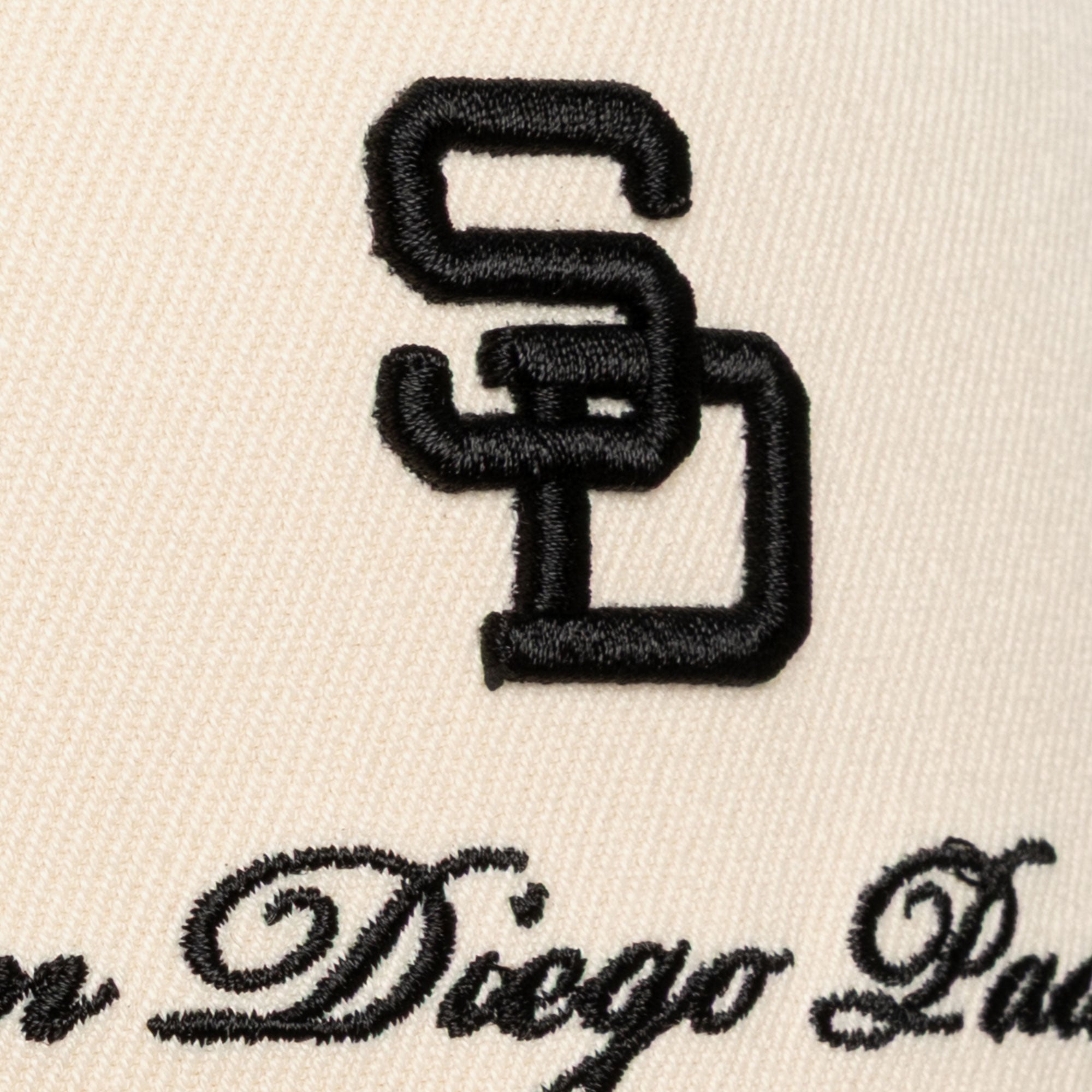 Men's Mitchell & Ness Cream/Black San Diego Padres Cooperstown Collection Flawless Script Stretch-Snap Hat