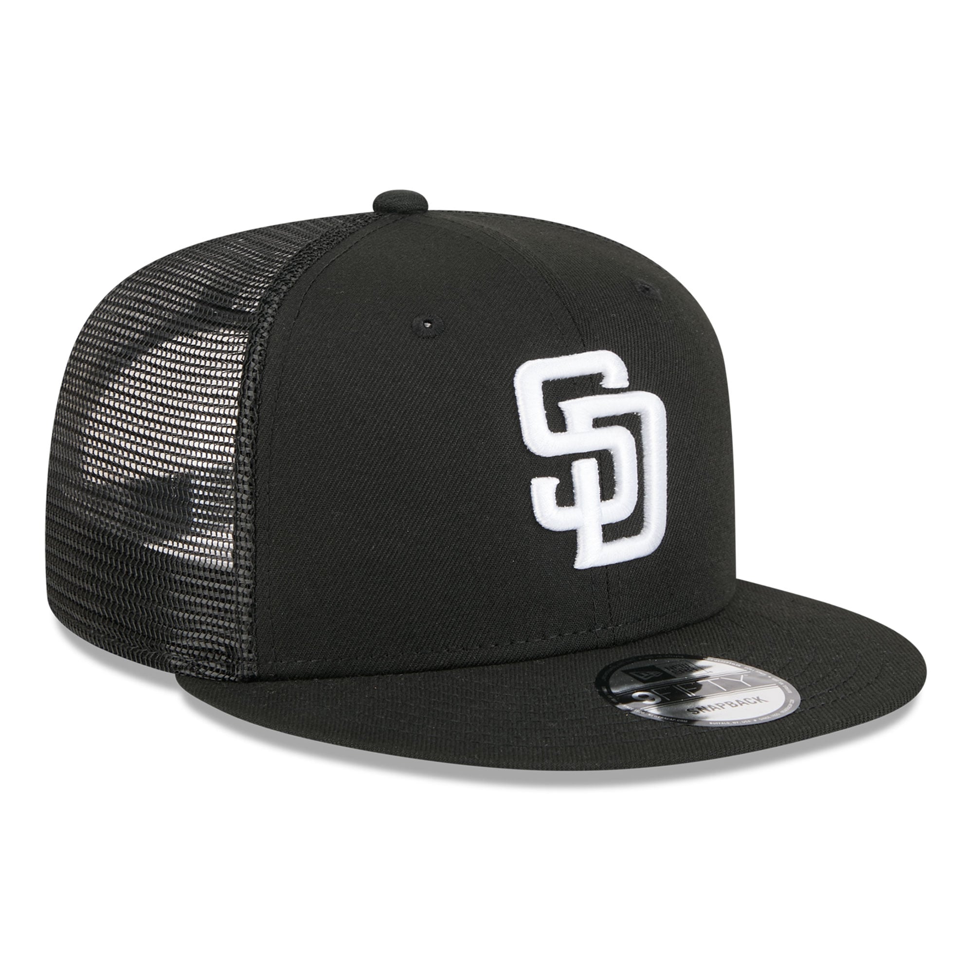 Casquette trucker ajustable New Era 9FIFTY noire San Diego Padres pour homme