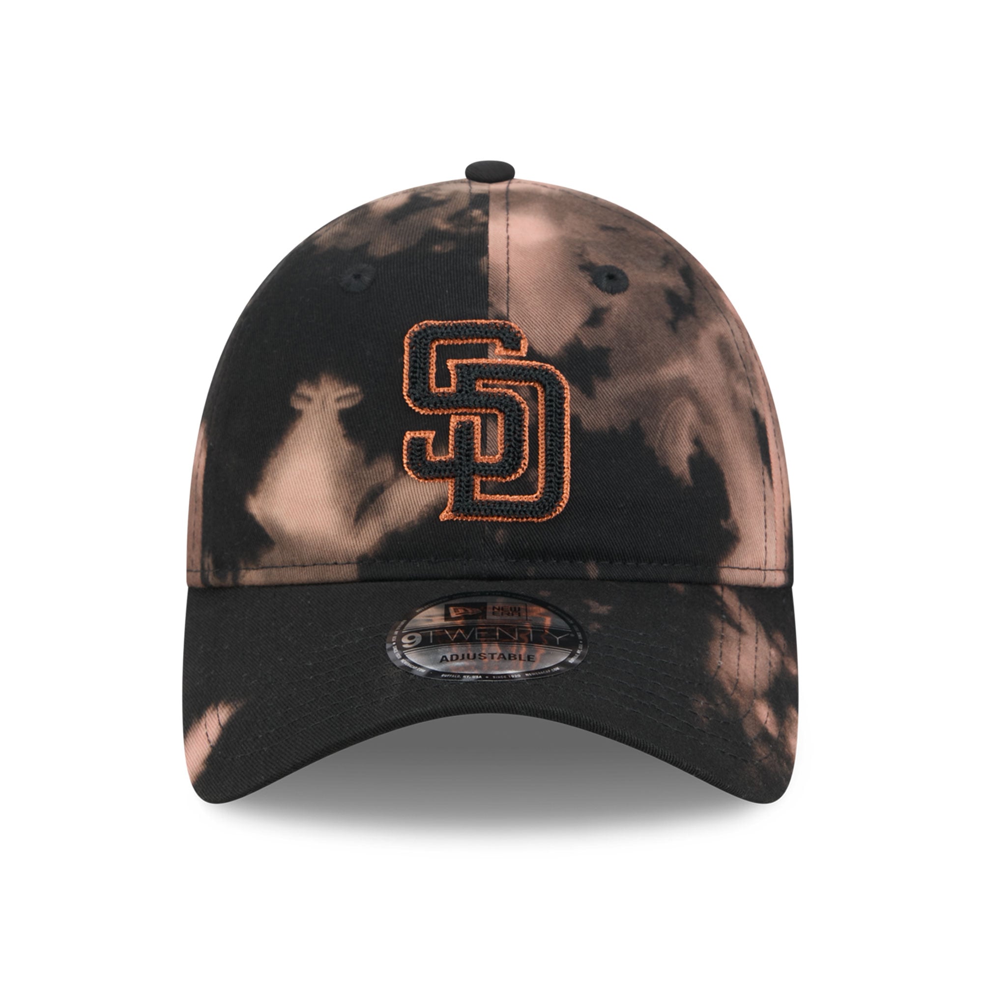 Men's New Era  Black San Diego Padres Bleach Wash 9TWENTY Adjustable Hat