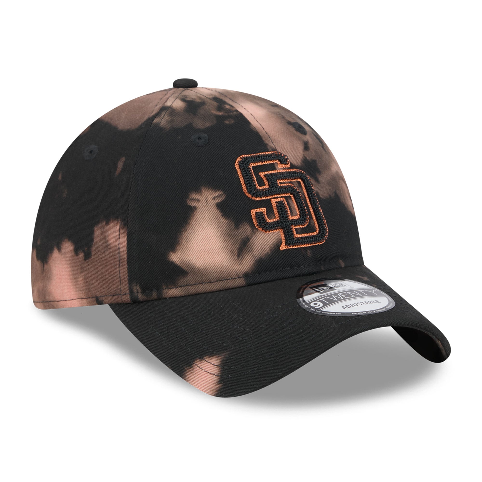 Men's New Era  Black San Diego Padres Bleach Wash 9TWENTY Adjustable Hat