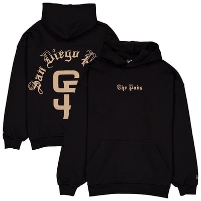  San Diego Padres New Era Heritage Gothic Lettering Pullover Hoodie - Black