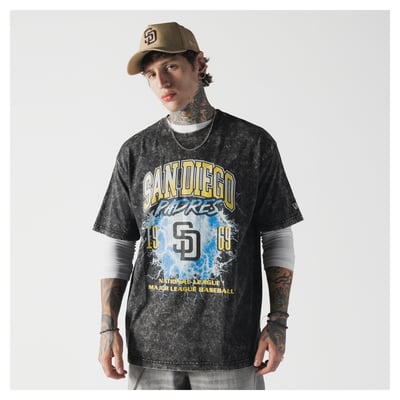 San Diego Padres New Era Lightning Round Mineral Wash T-Shirt - Black
