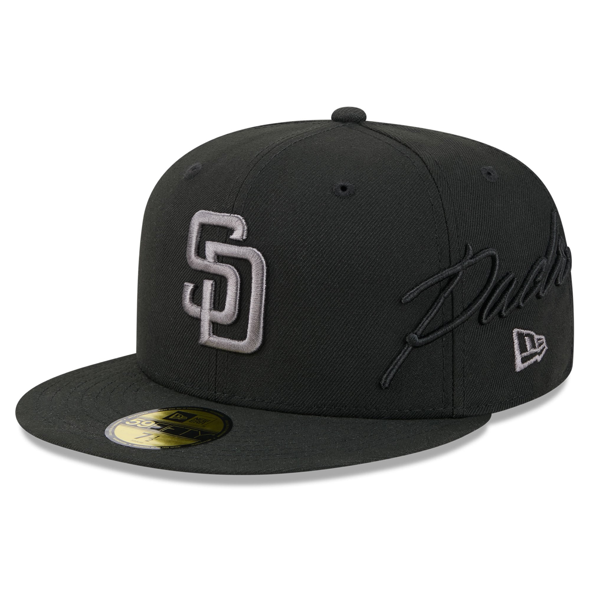 Men's New Era Black San Diego Padres Side Script 59FIFTY Fitted Hat
