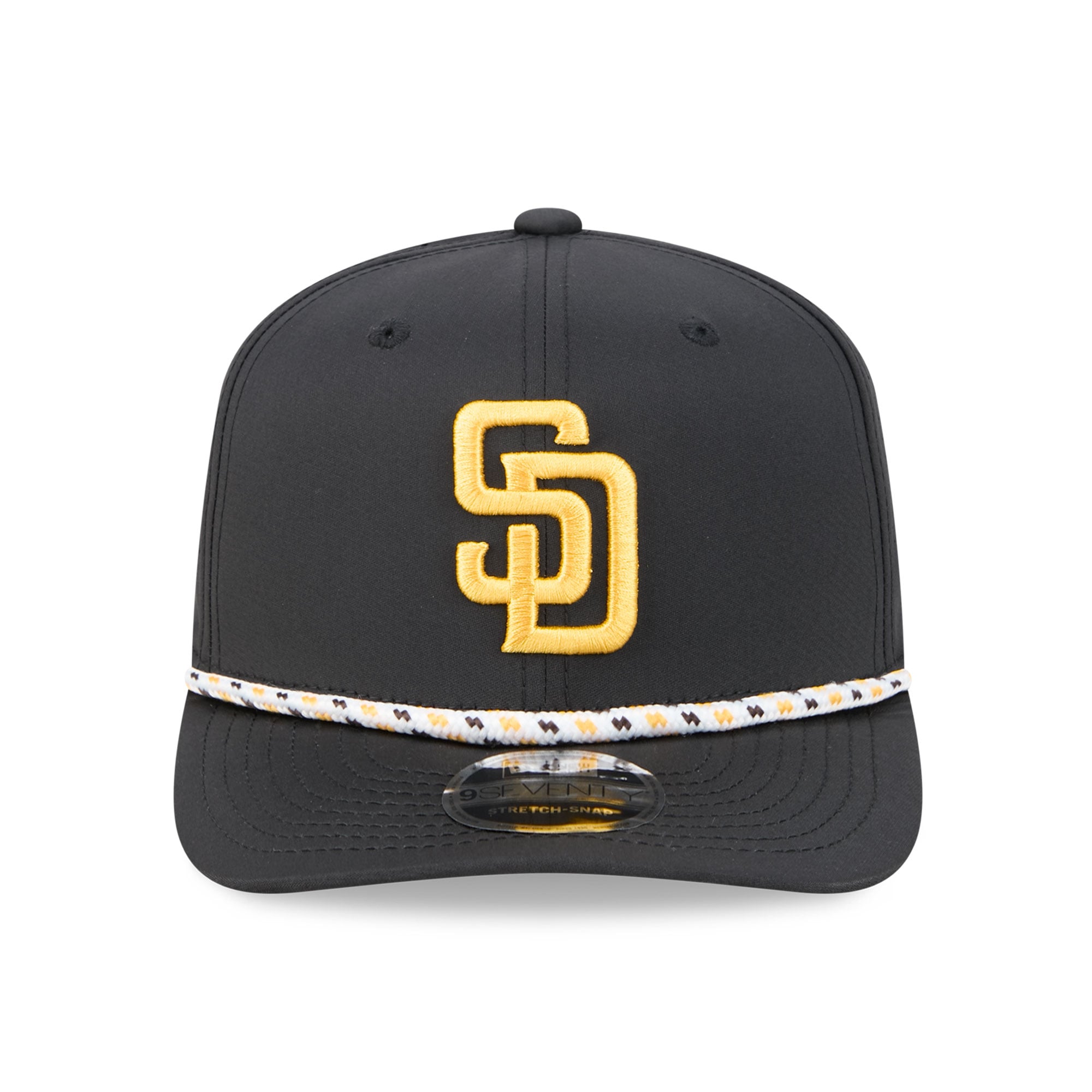 Casquette New Era noire San Diego Padres pour homme, modèle 9SEVENTY à cordon ajustable.