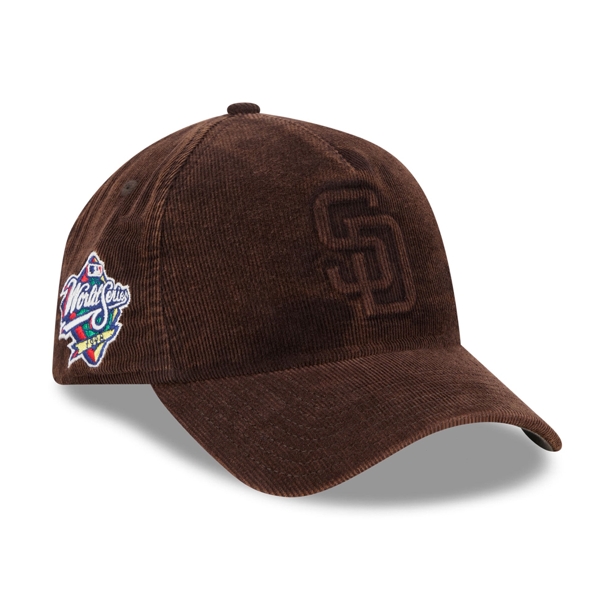 Casquette New Era marron pour homme, modèle 9FORTY, avec écusson latéral des Padres de San Diego (Série mondiale 1998) et monture ajustable.