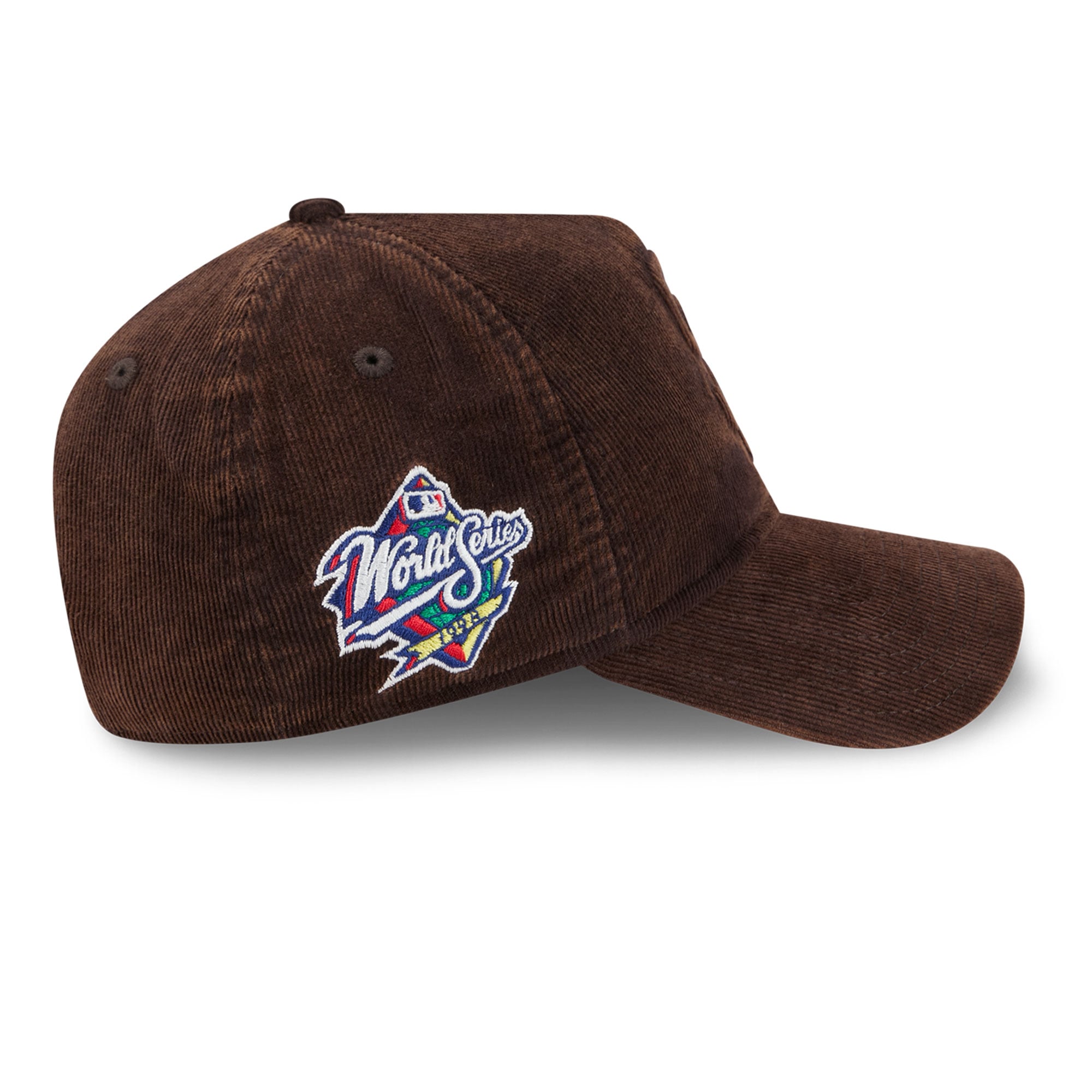 Casquette New Era marron pour homme, modèle 9FORTY, avec écusson latéral des Padres de San Diego (Série mondiale 1998) et monture ajustable.
