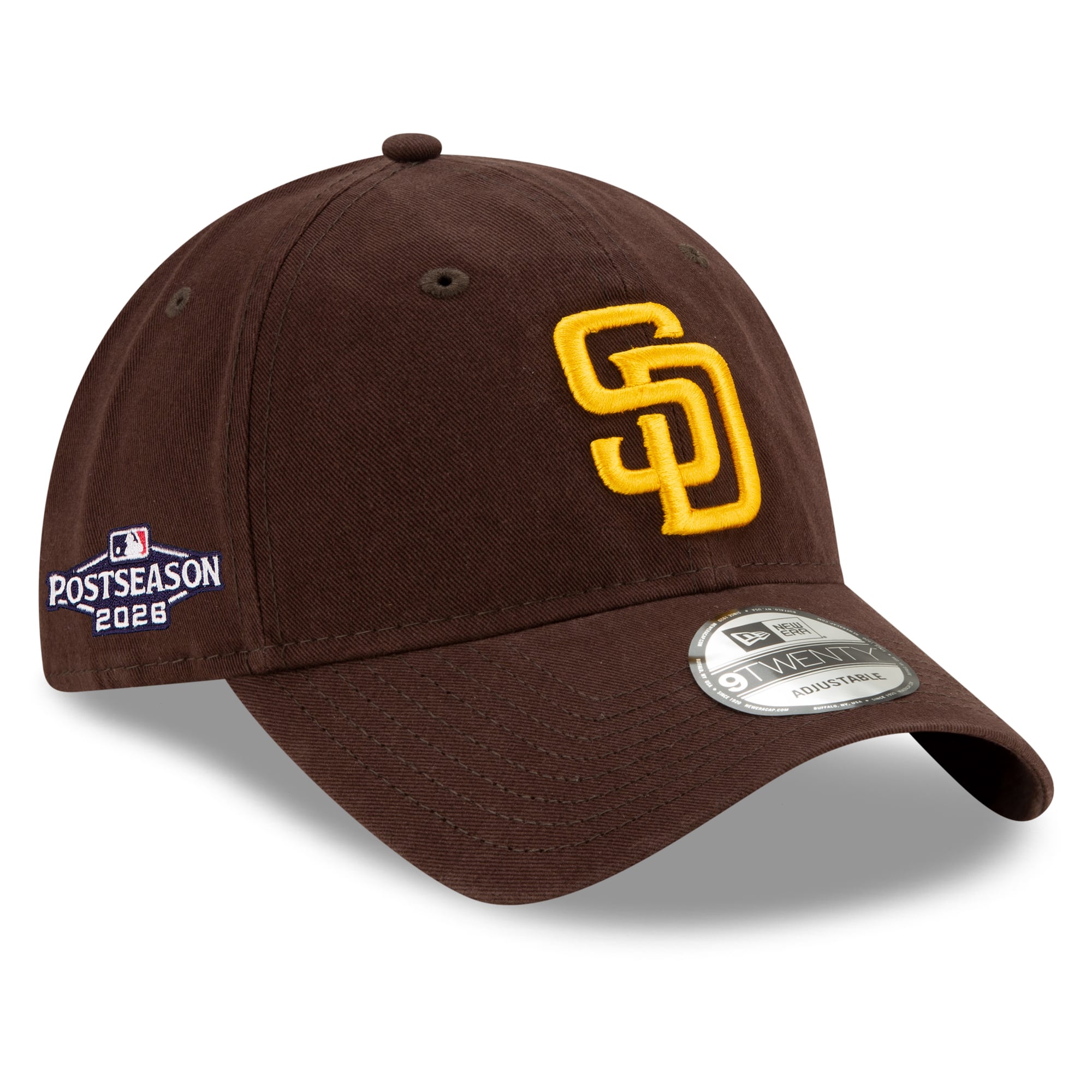 Casquette ajustable New Era marron San Diego Padres 2026 MLB Postseason avec écusson latéral 9TWENTY pour homme