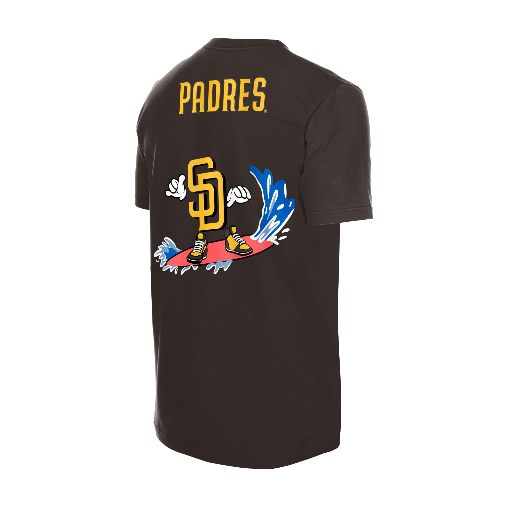 T-shirt New Era marron pour homme avec logo des Padres de San Diego (dessin animé)