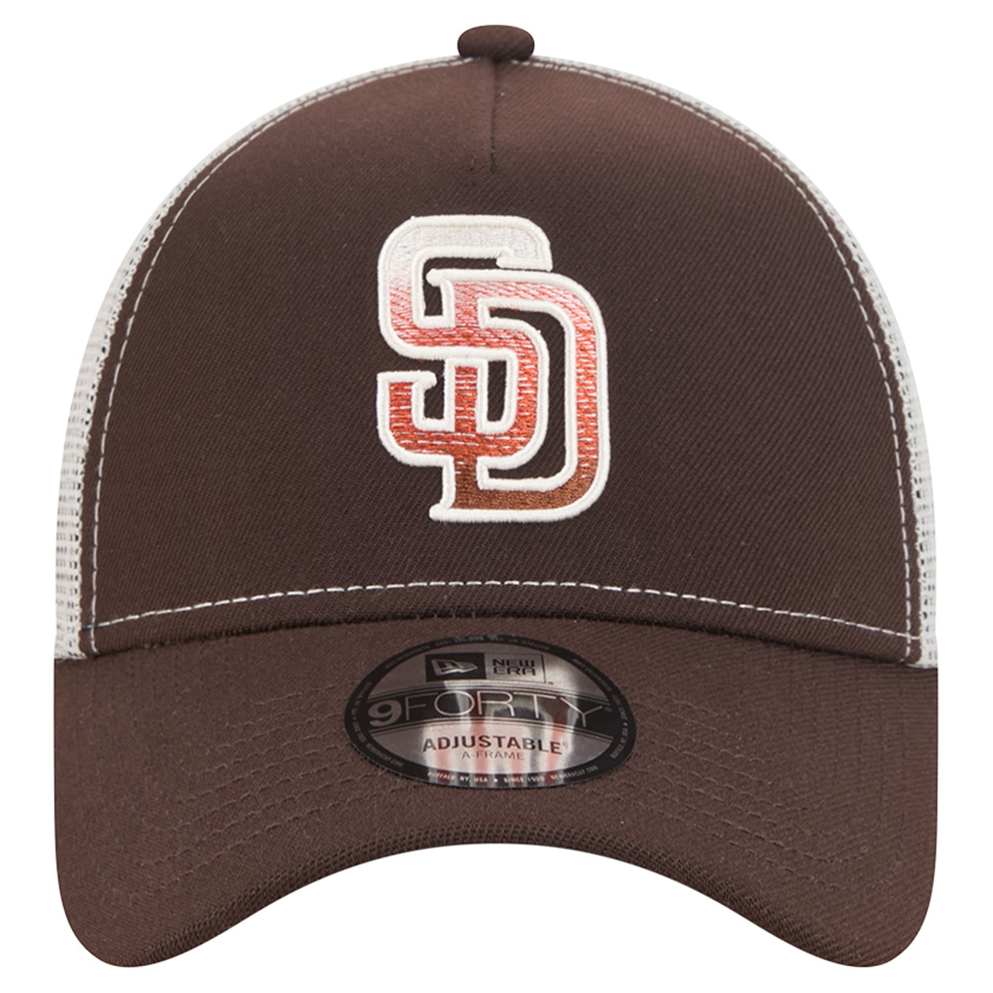 Men's New Era Brown San Diego Padres Pumpkin Spice A-Frame 9FORTY Adjustable Trucker Hat