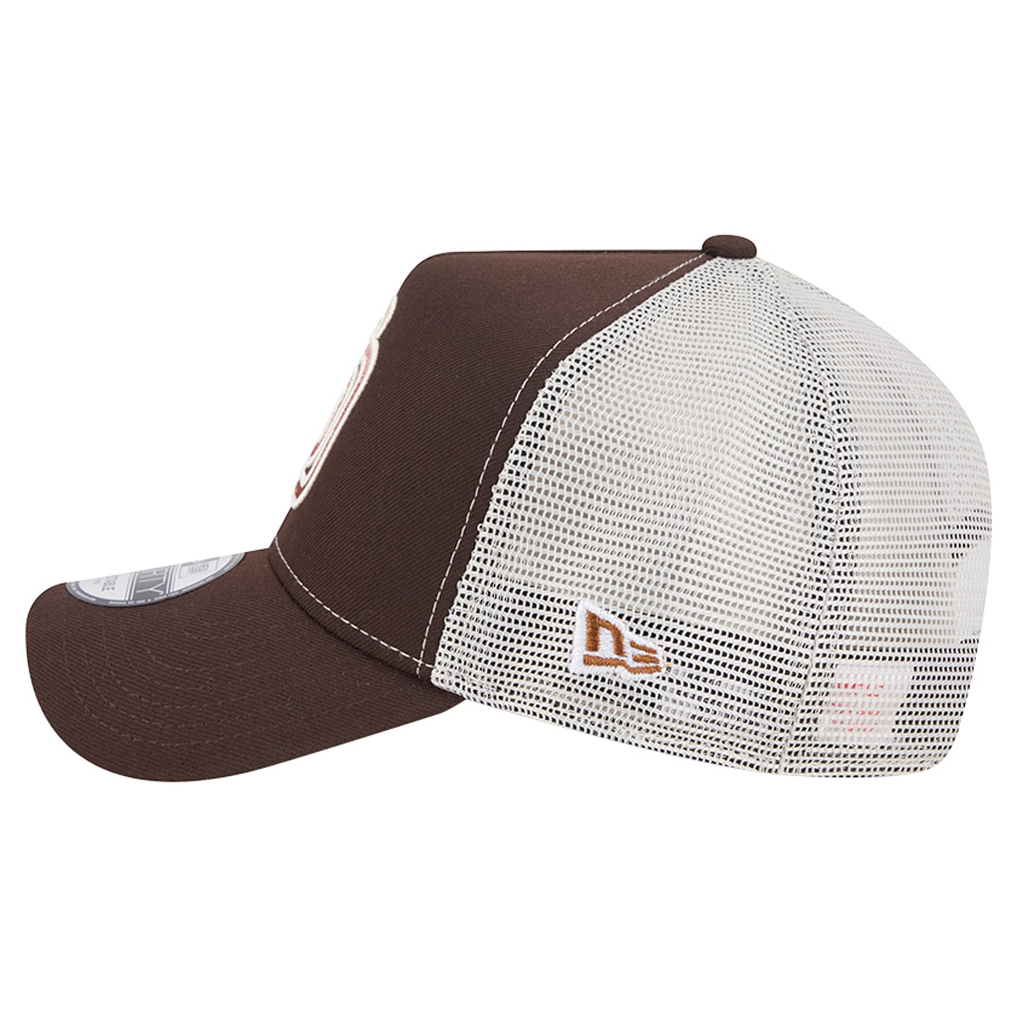 Men's New Era Brown San Diego Padres Pumpkin Spice A-Frame 9FORTY Adjustable Trucker Hat