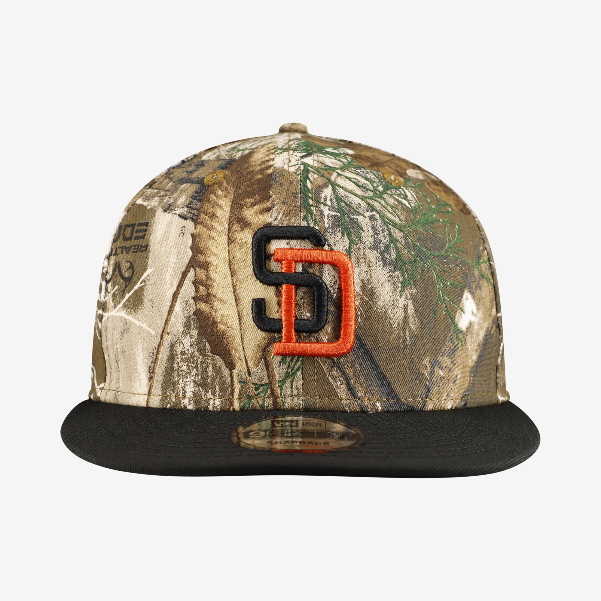 Casquette snapback New Era 9FIFTY pour homme, motif camouflage San Diego Padres Realtree Orange Pop
