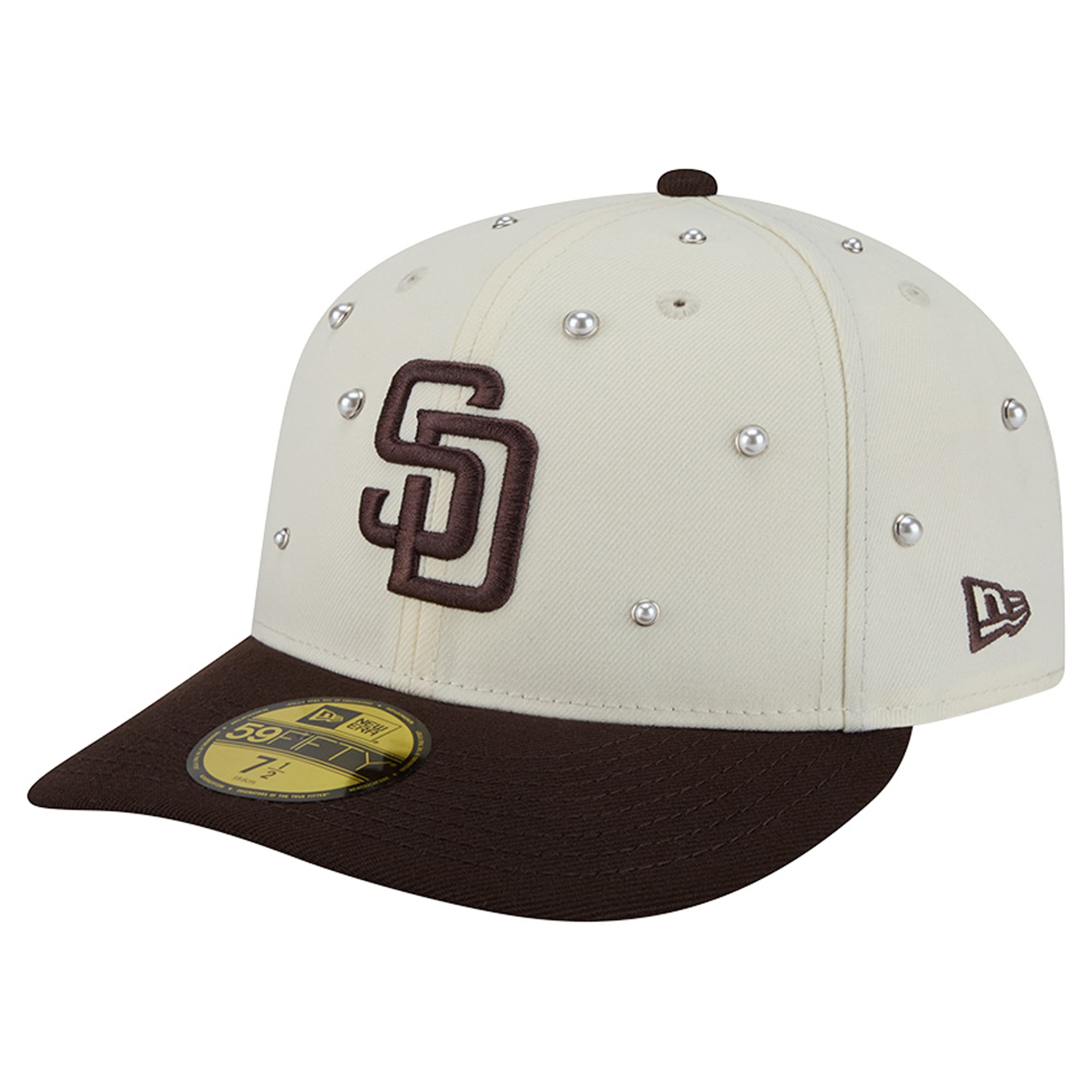 Men's New Era Cream/Dark Brown San Diego Padres Pearl Stud 59FIFTY Fitted Hat