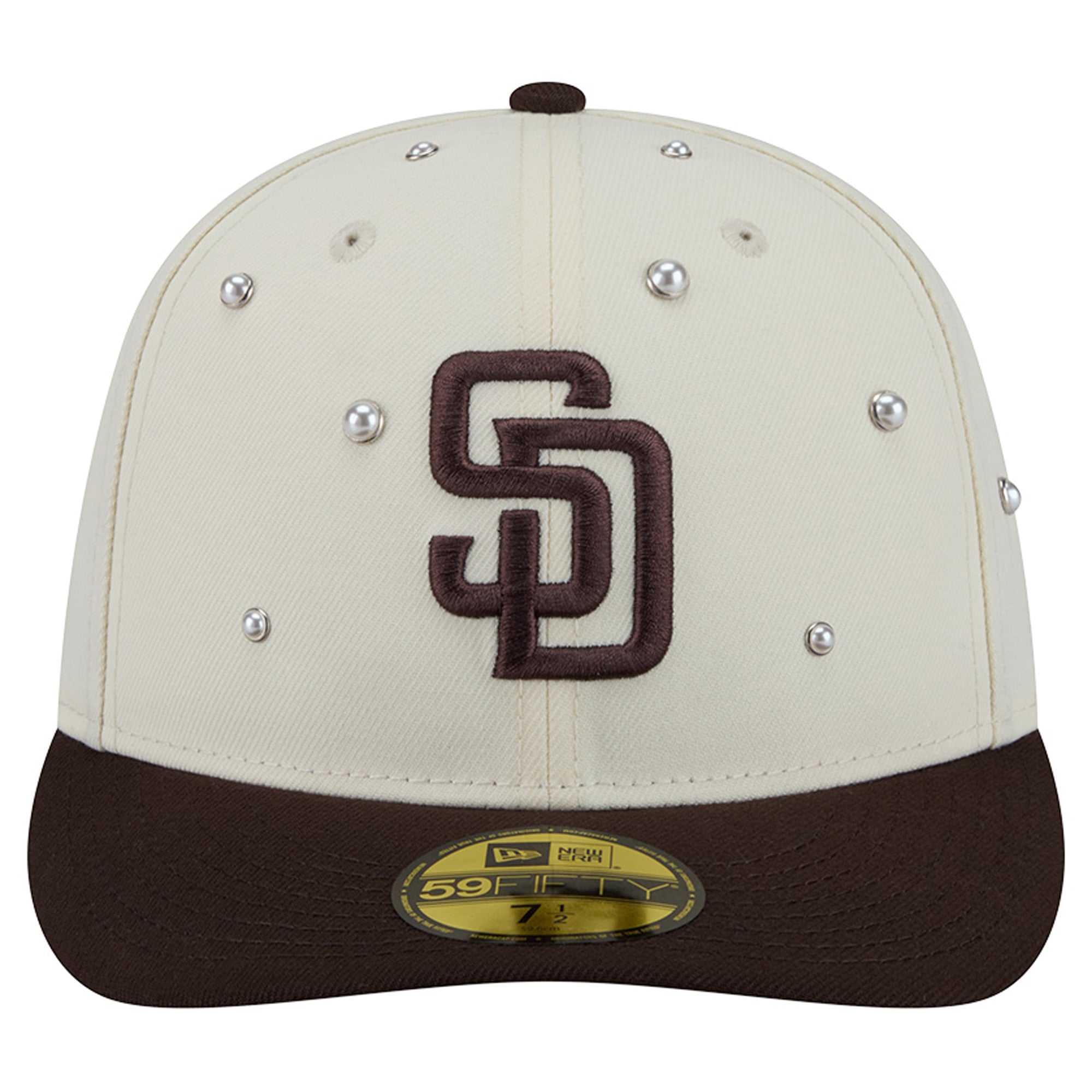 Men's New Era Cream/Dark Brown San Diego Padres Pearl Stud 59FIFTY Fitted Hat