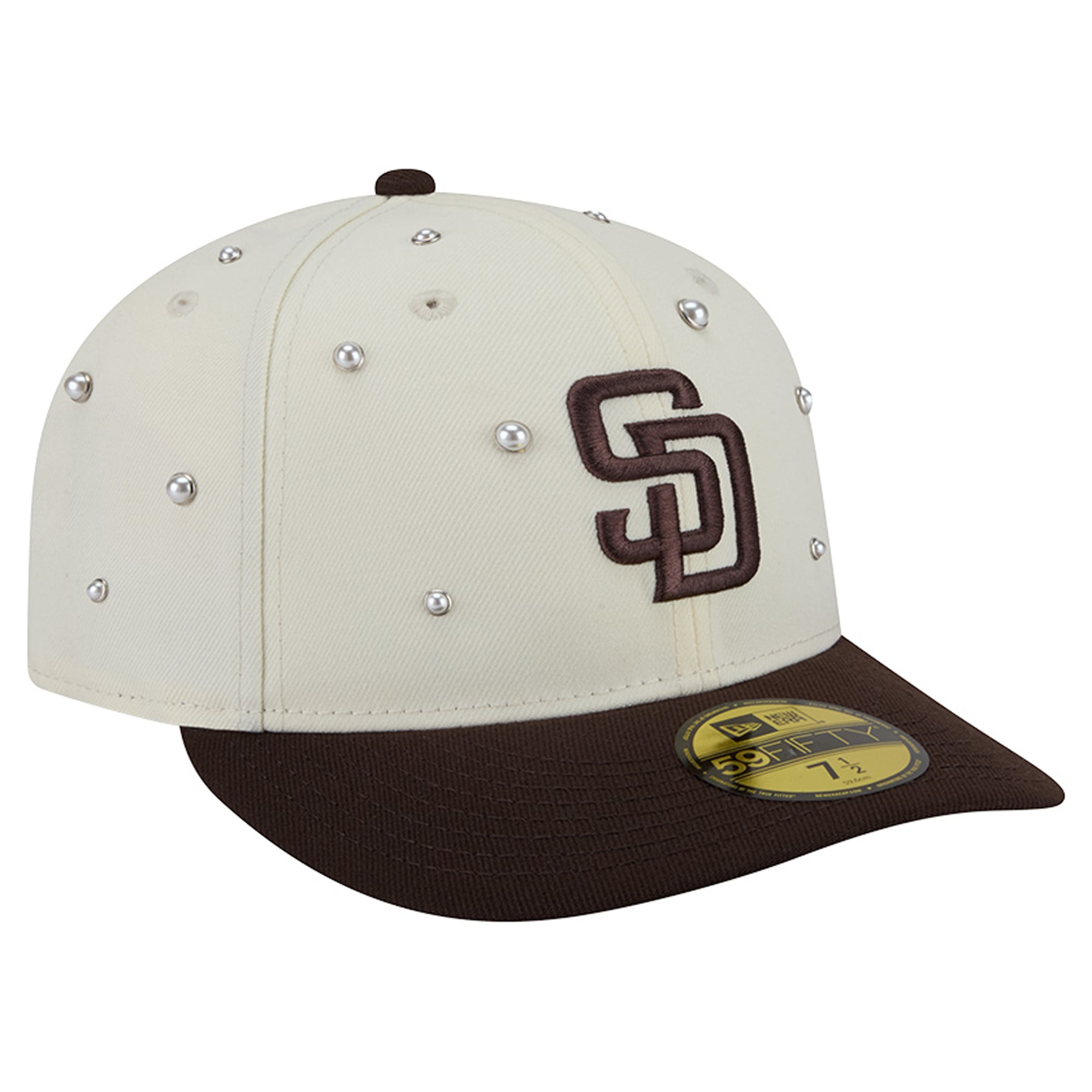 Men's New Era Cream/Dark Brown San Diego Padres Pearl Stud 59FIFTY Fitted Hat