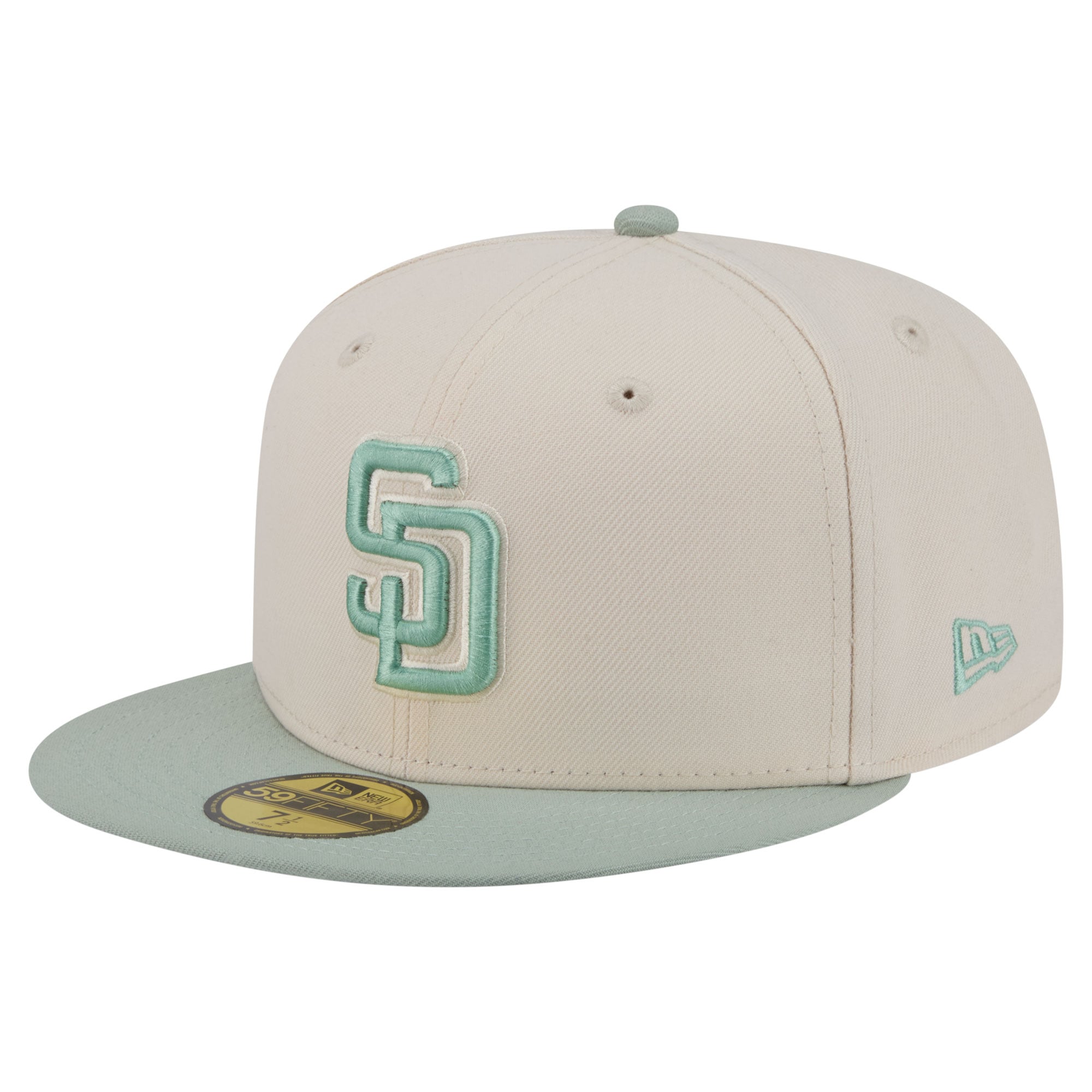Casquette ajustée New Era 59FIFTY crème/verte San Diego Padres pour homme