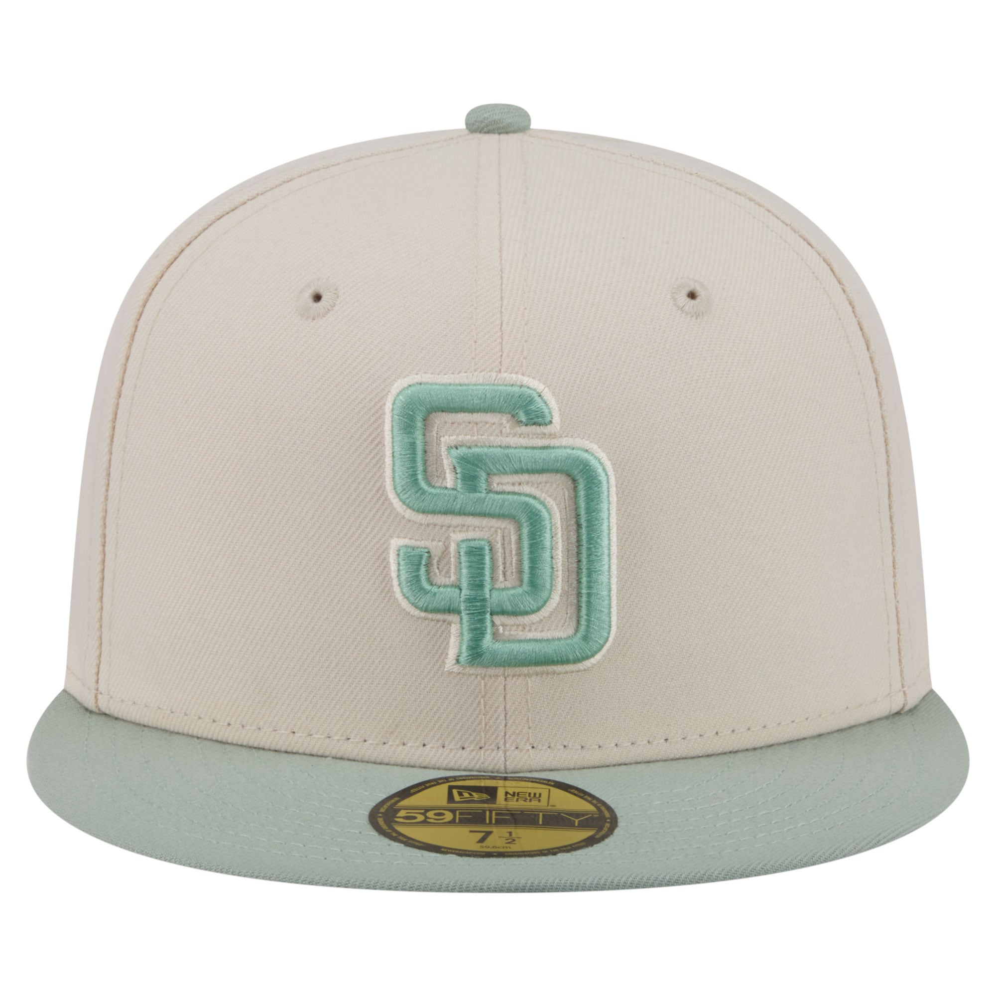 Casquette ajustée New Era 59FIFTY crème/verte San Diego Padres pour homme
