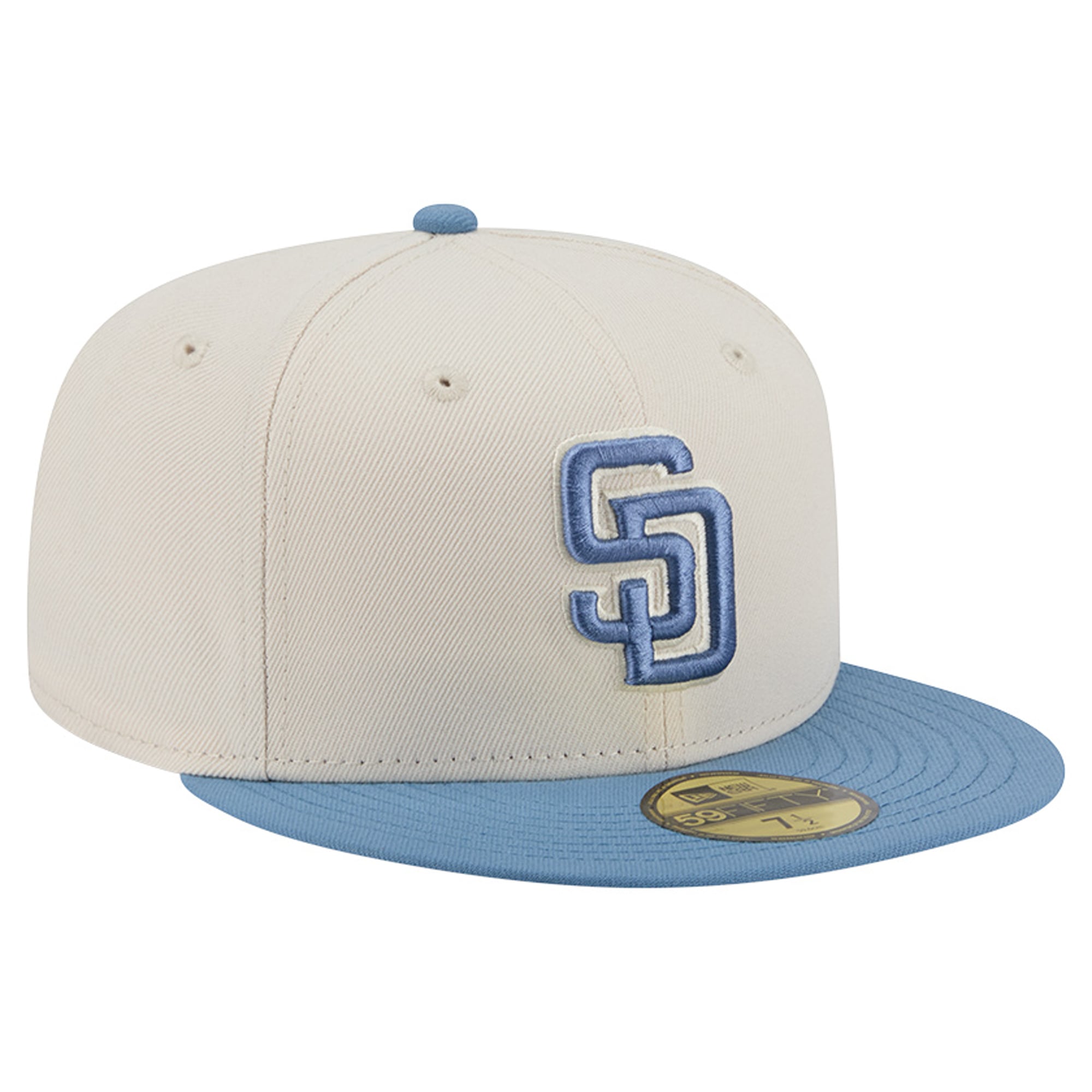 Casquette ajustée New Era 59FIFTY pour homme, coloris crème/bleu clair, San Diego Padres
