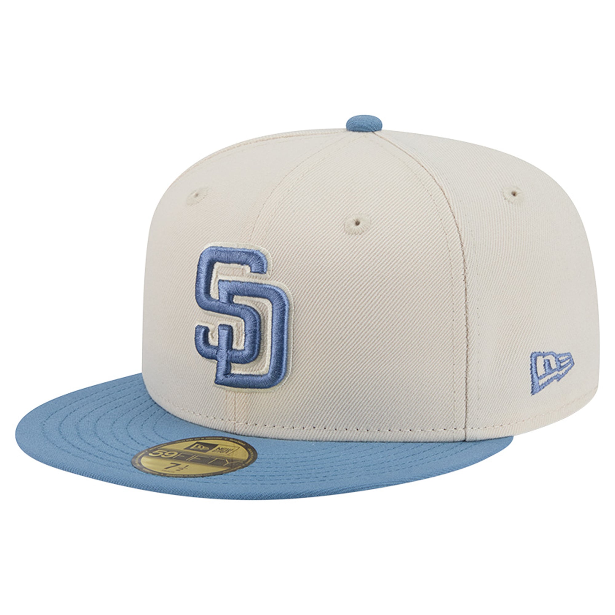 Casquette ajustée New Era 59FIFTY pour homme, coloris crème/bleu clair, San Diego Padres