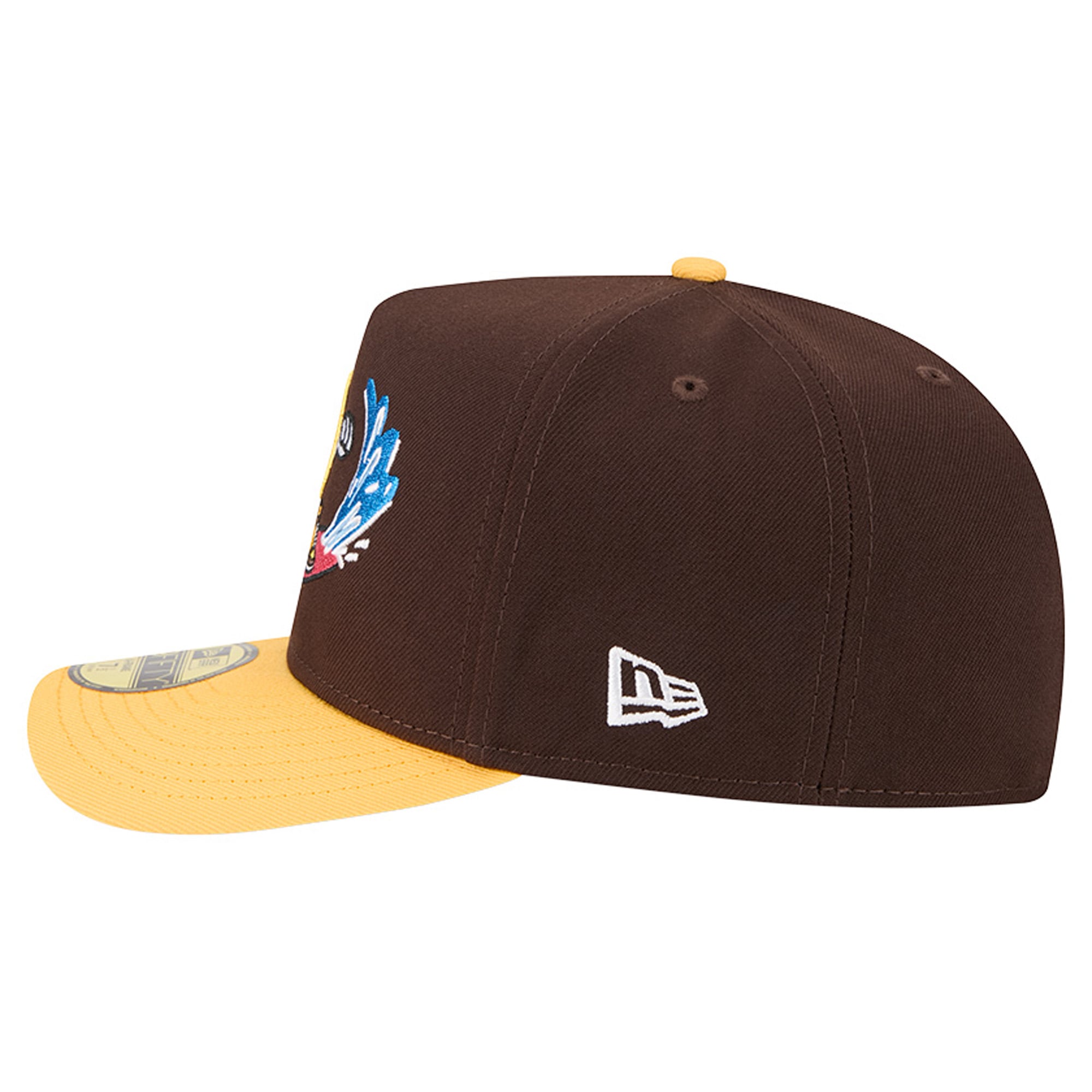 Casquette ajustée New Era 59FIFTY pour homme, marron foncé/jaune, motif dessin animé des Padres de San Diego