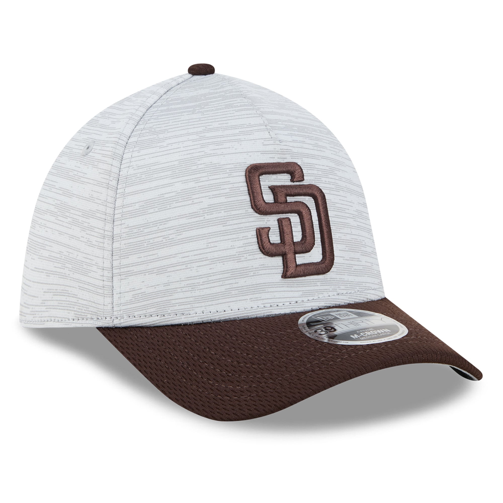 Casquette New Era Tech 39THIRTY Flex grise/marron San Diego Padres pour homme