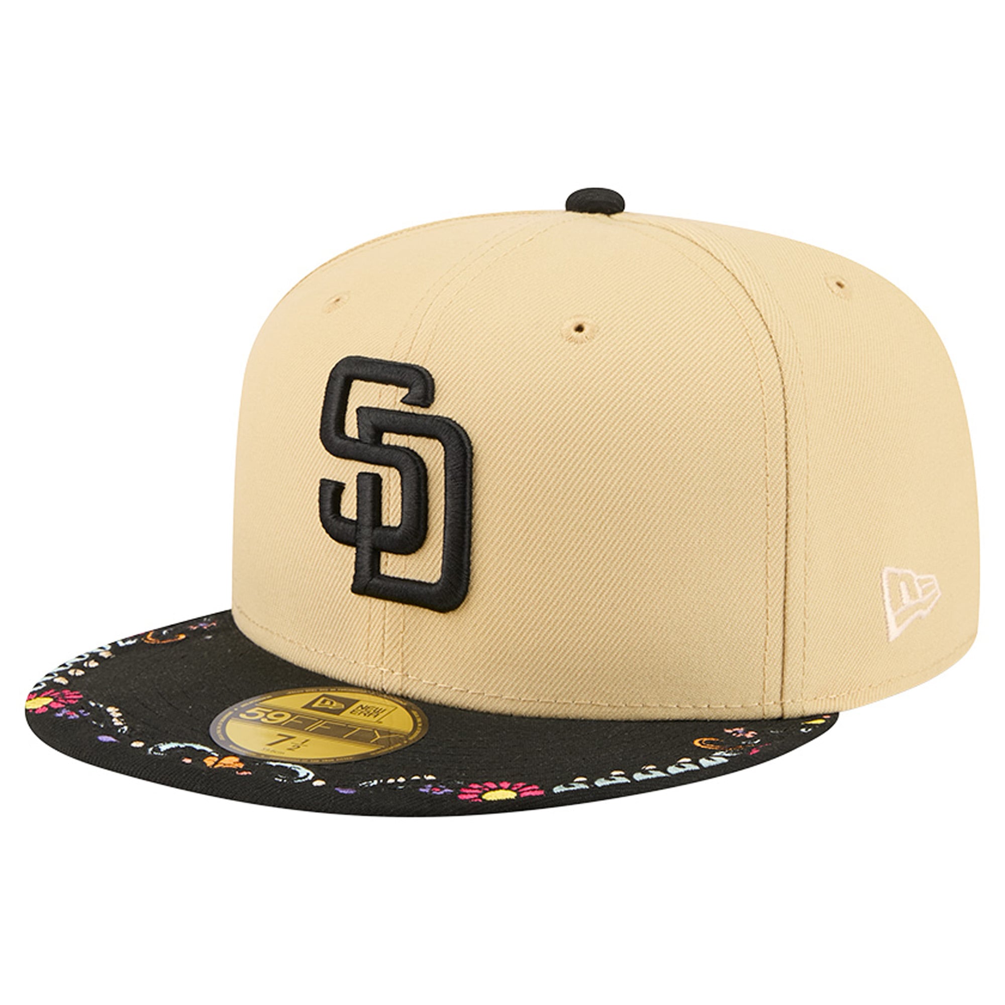 Men's New Era Light Beige San Diego Padres Two-Tone Embroidered Visor 59FIFTY Fitted Hat