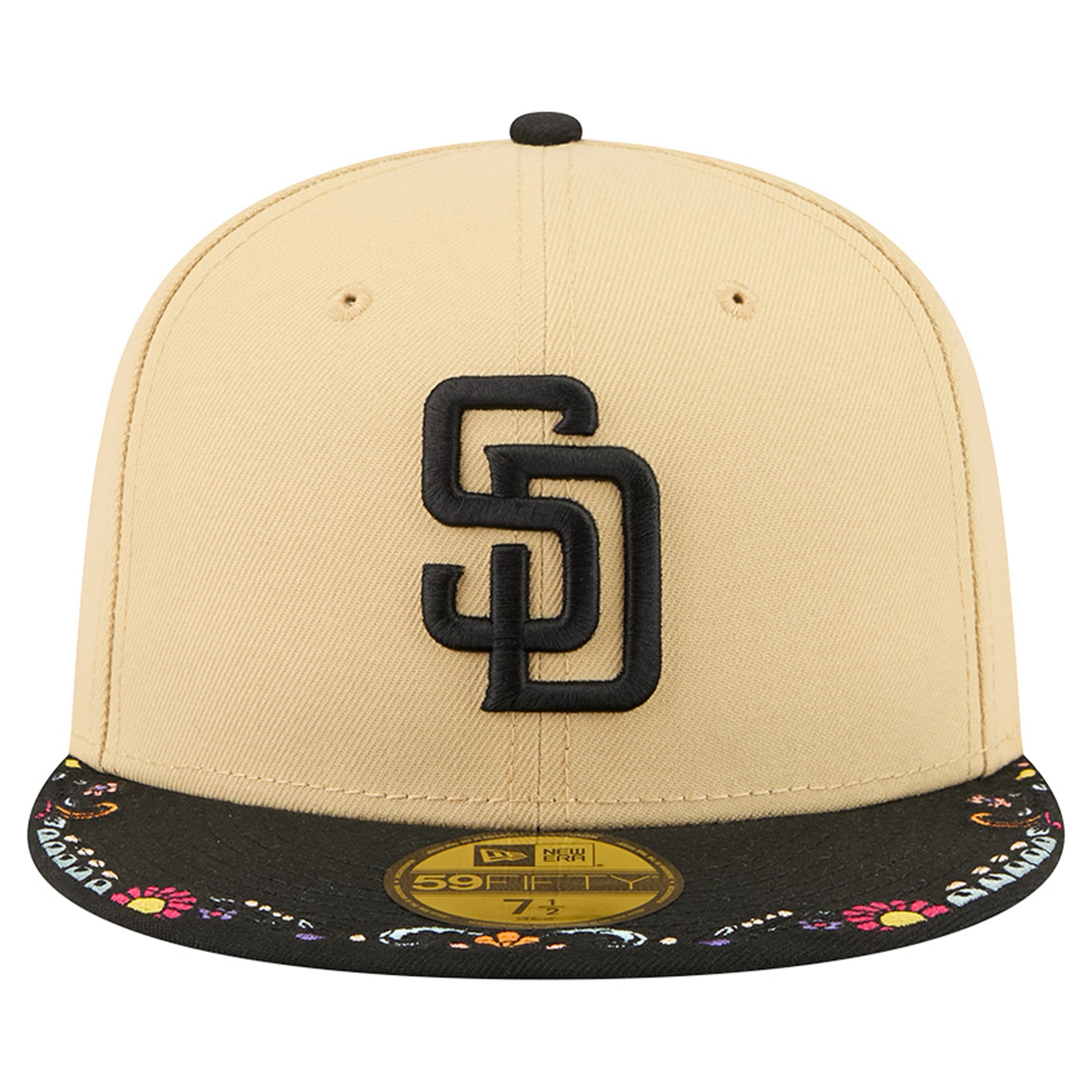 Men's New Era Light Beige San Diego Padres Two-Tone Embroidered Visor 59FIFTY Fitted Hat