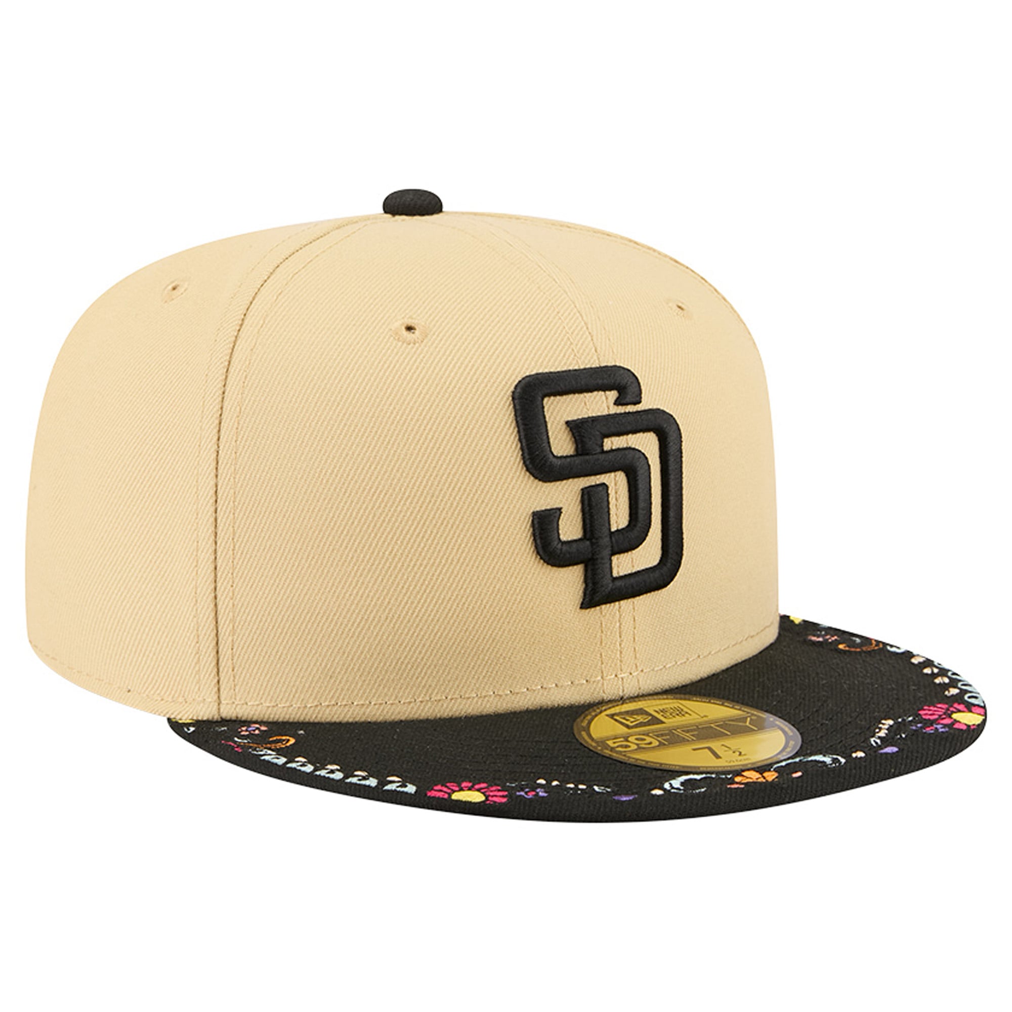Men's New Era Light Beige San Diego Padres Two-Tone Embroidered Visor 59FIFTY Fitted Hat
