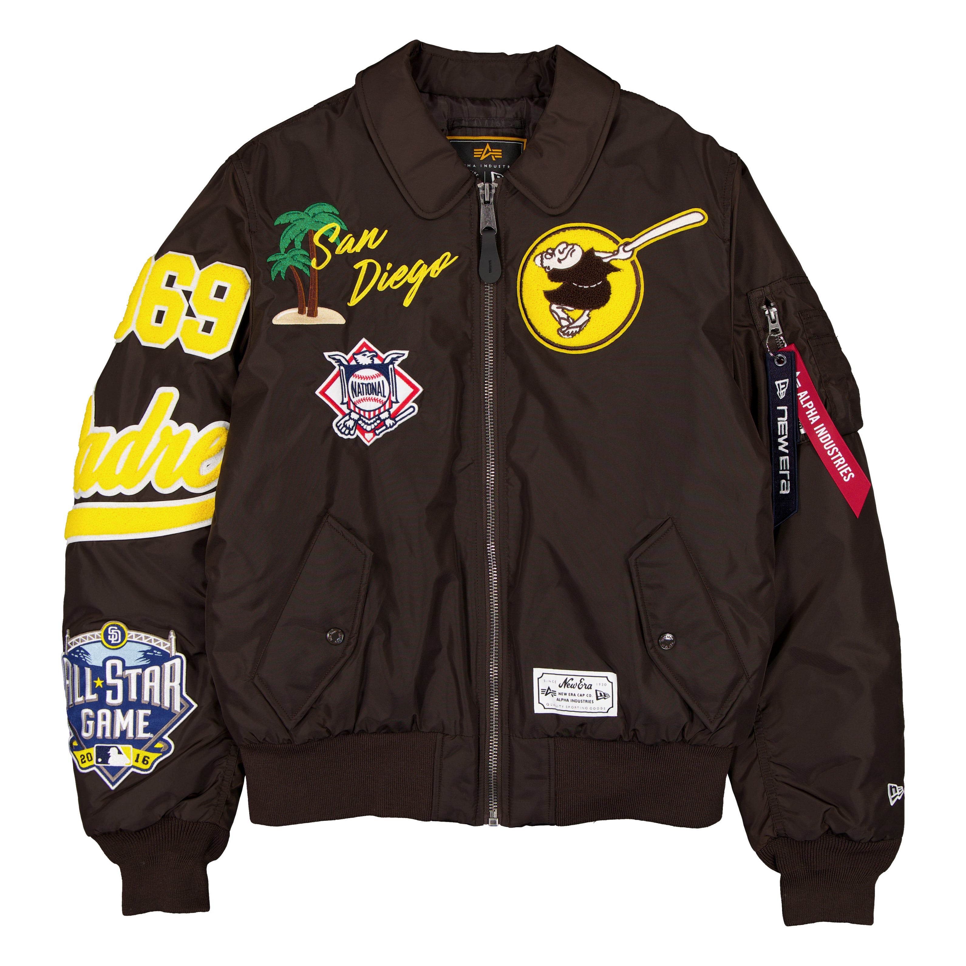 Veste bomber zippée New Era x Alpha Industries marron San Diego Padres MA-1 pour homme