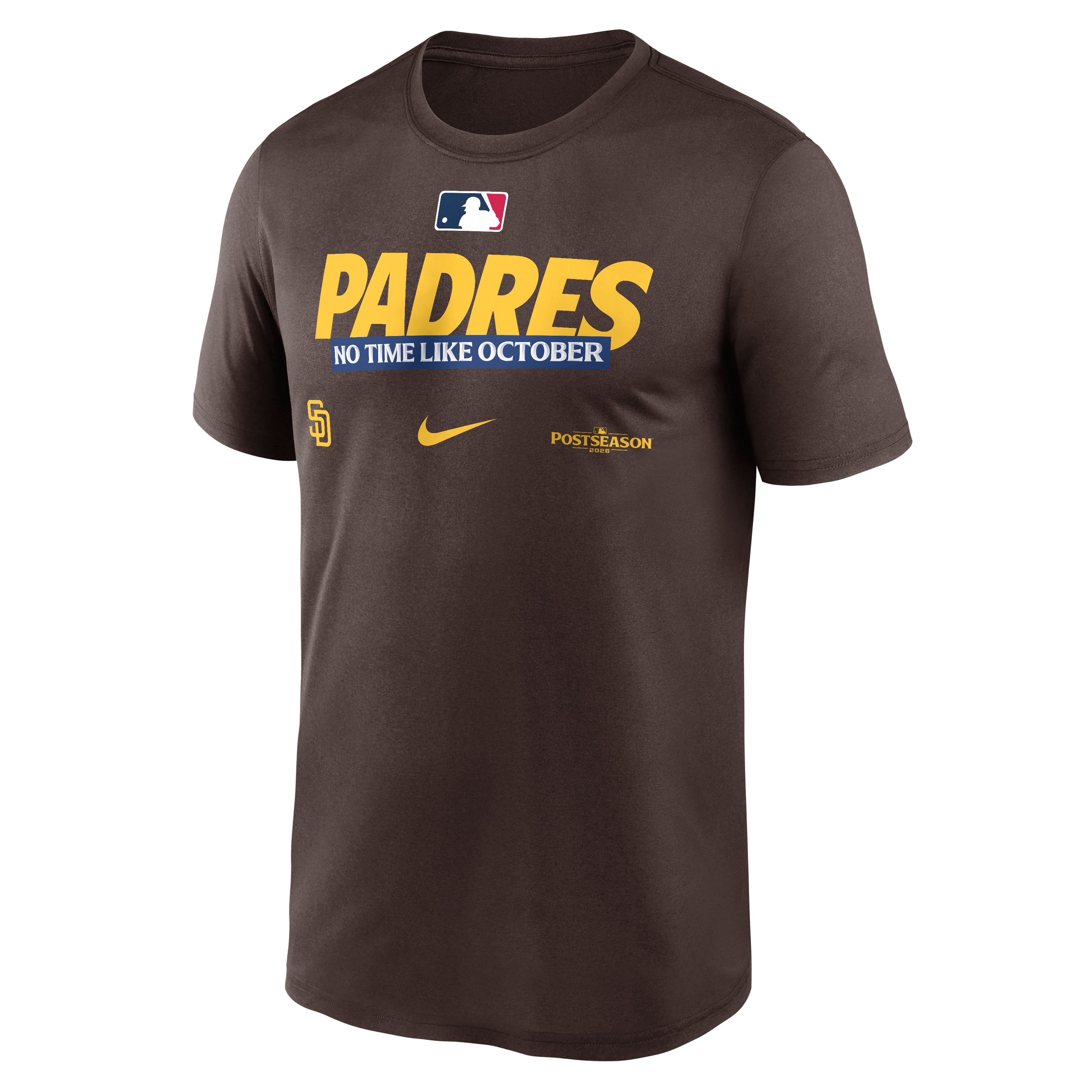 T-shirt Nike Legend Dri-FIT marron San Diego Padres, collection authentique des séries éliminatoires de la MLB 2026, pour homme