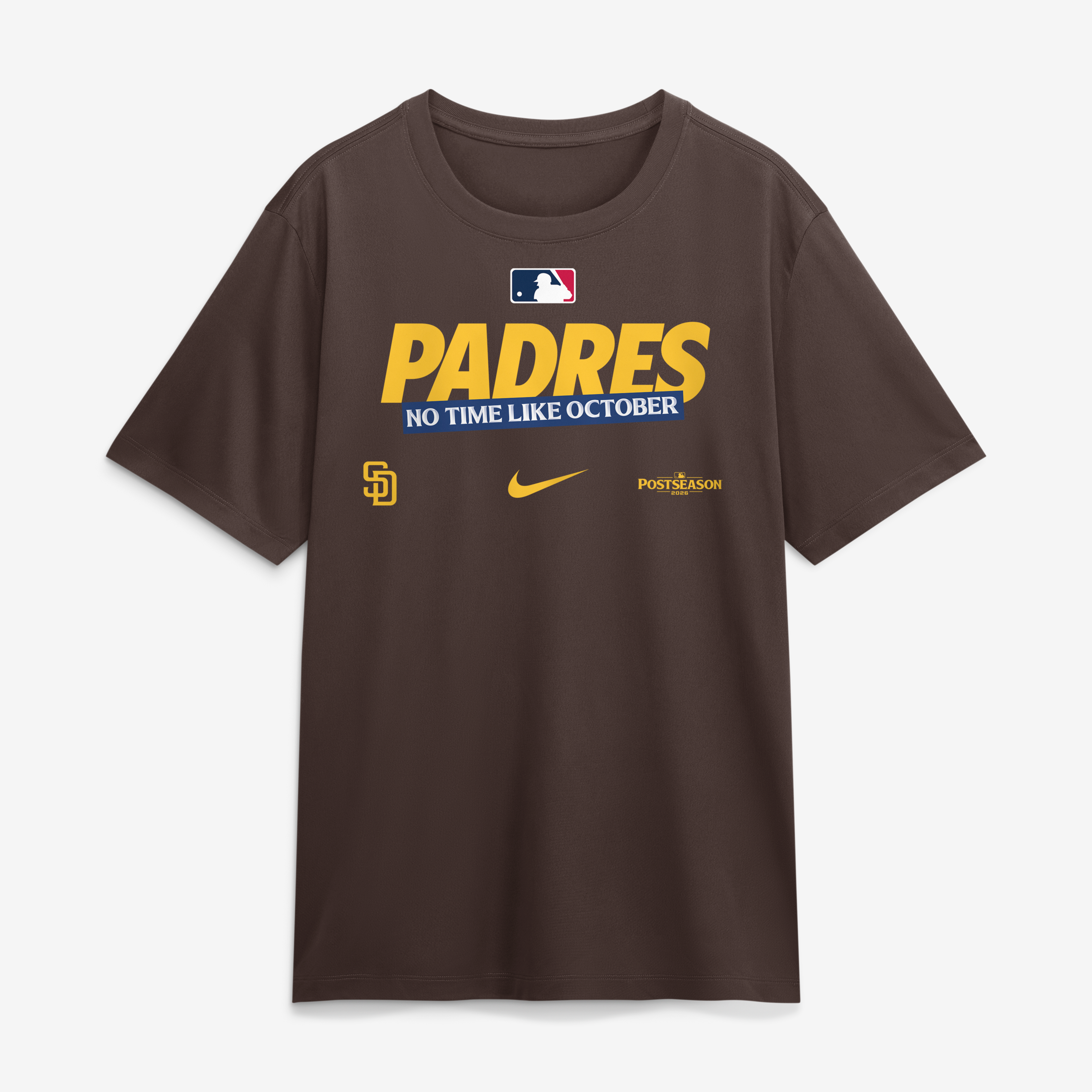 T-shirt Nike Legend Dri-FIT marron San Diego Padres, collection authentique des séries éliminatoires de la MLB 2026, pour homme