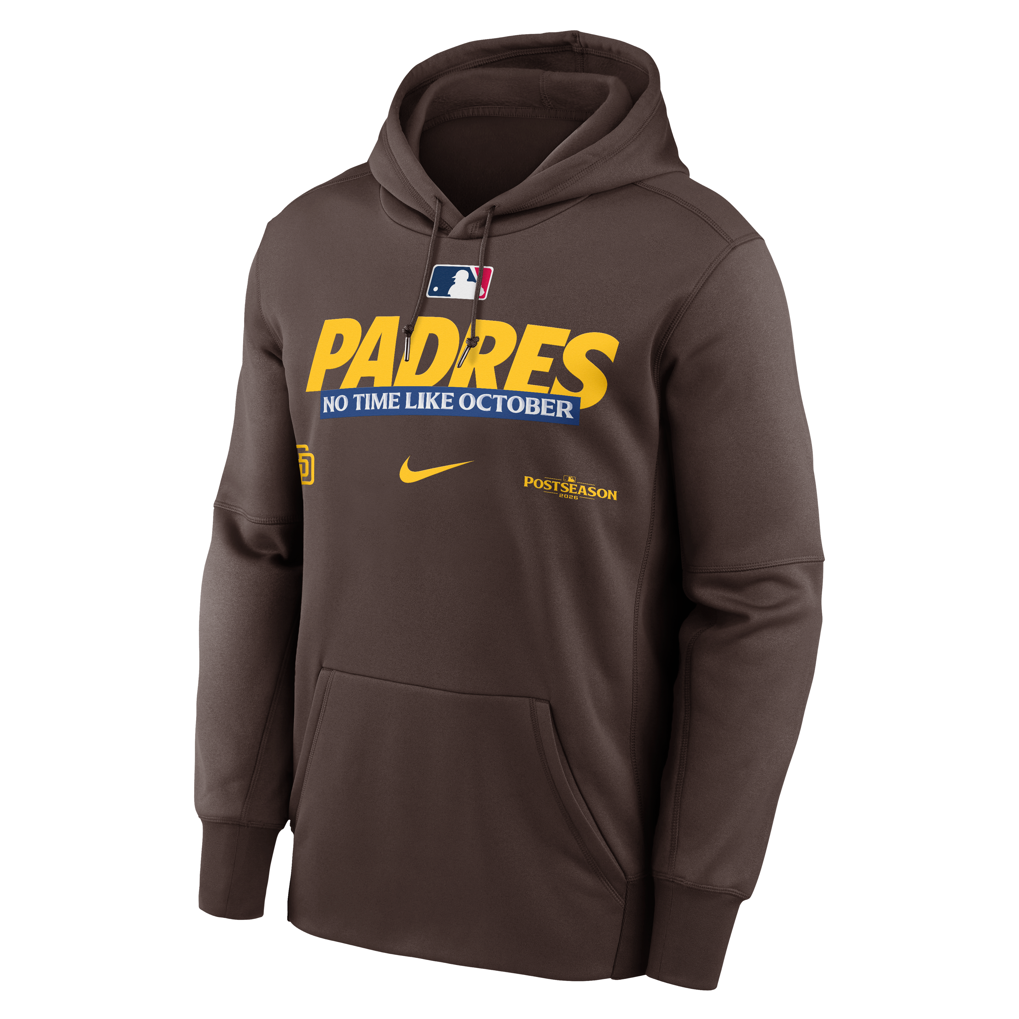 Sweat à capuche Nike marron San Diego Padres 2026 MLB Postseason Authentic Collection Therma Fleece pour homme