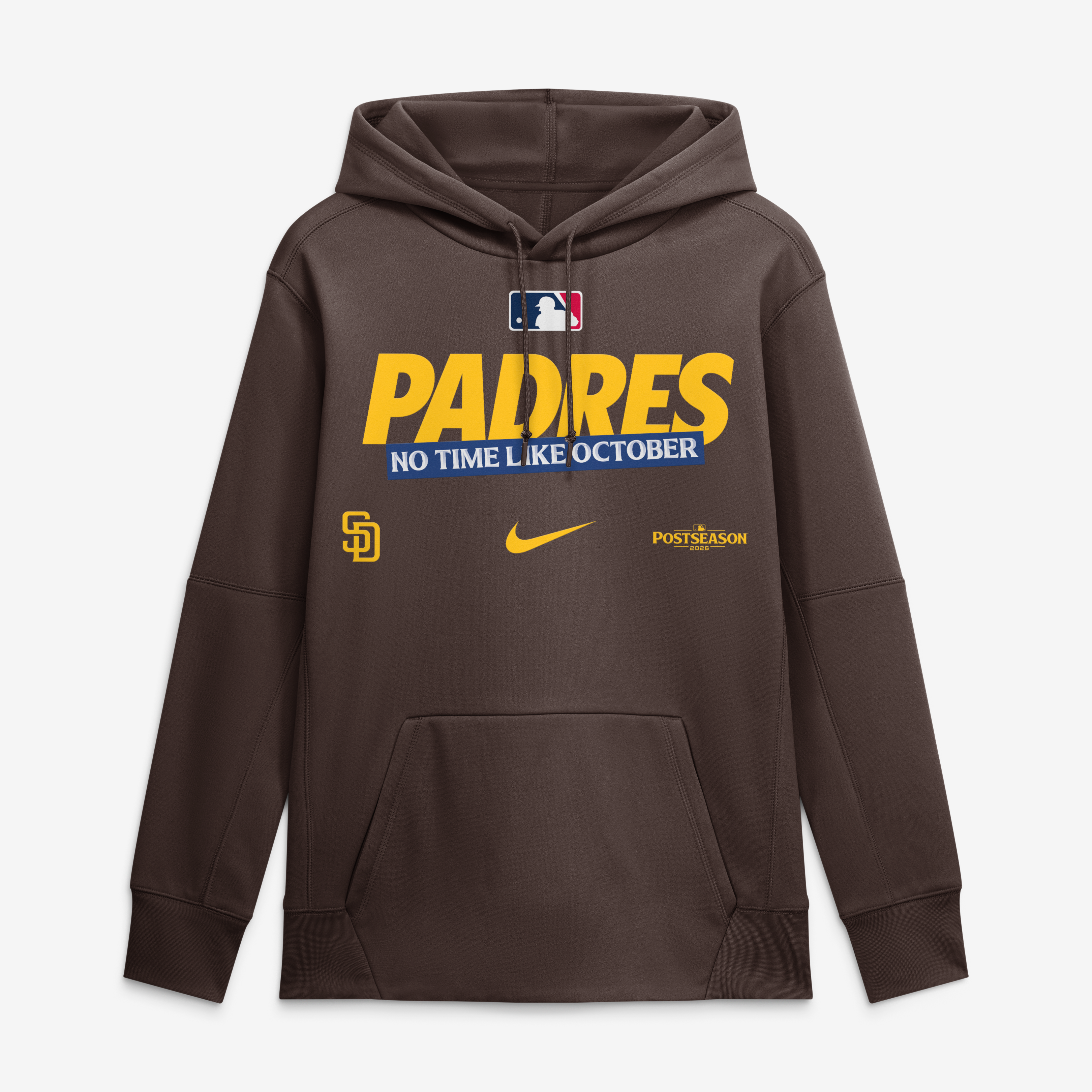 Sweat à capuche Nike marron San Diego Padres 2026 MLB Postseason Authentic Collection Therma Fleece pour homme