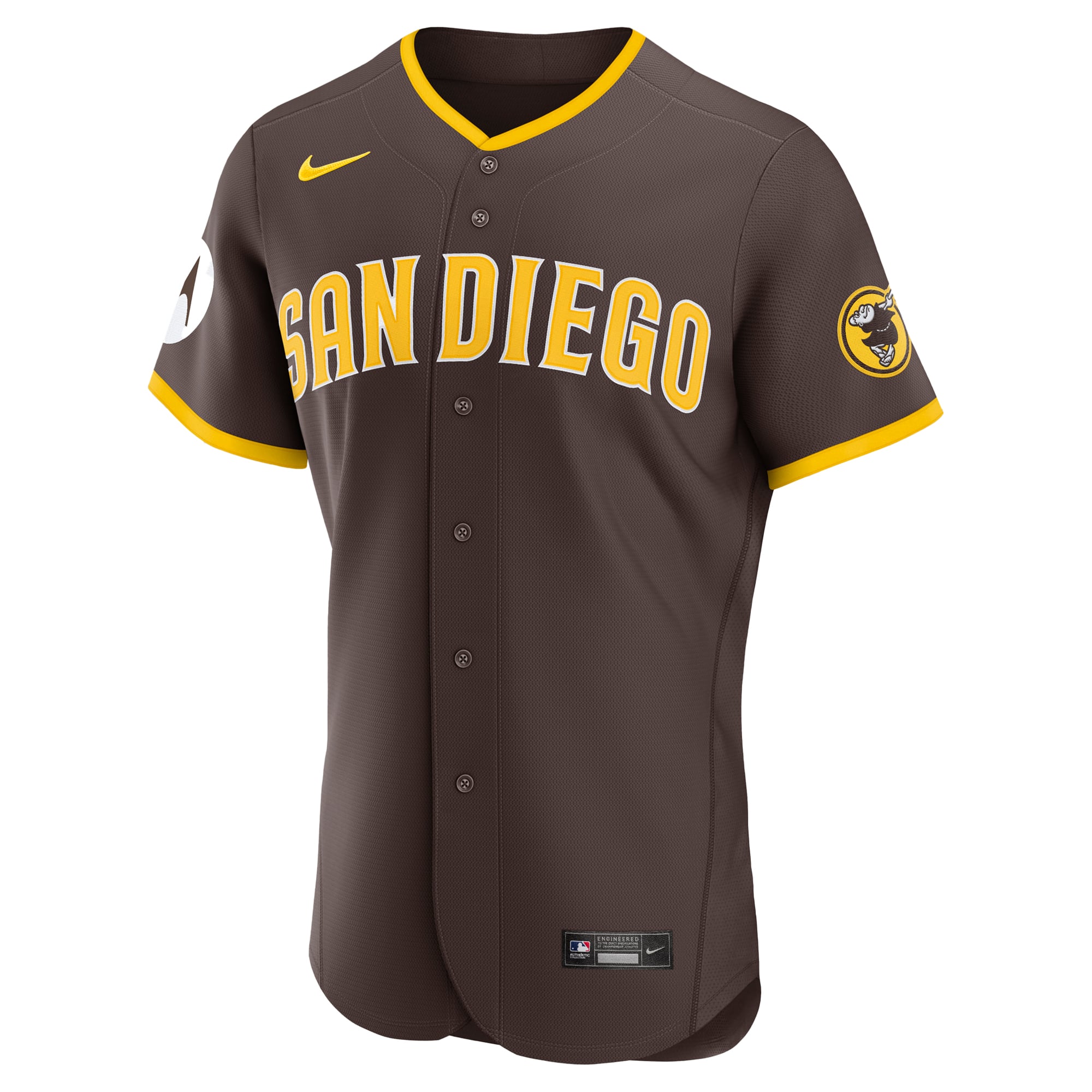 Men's Nike Khaki San Diego Padres Alternate Sponsor Patch Authentic Jersey