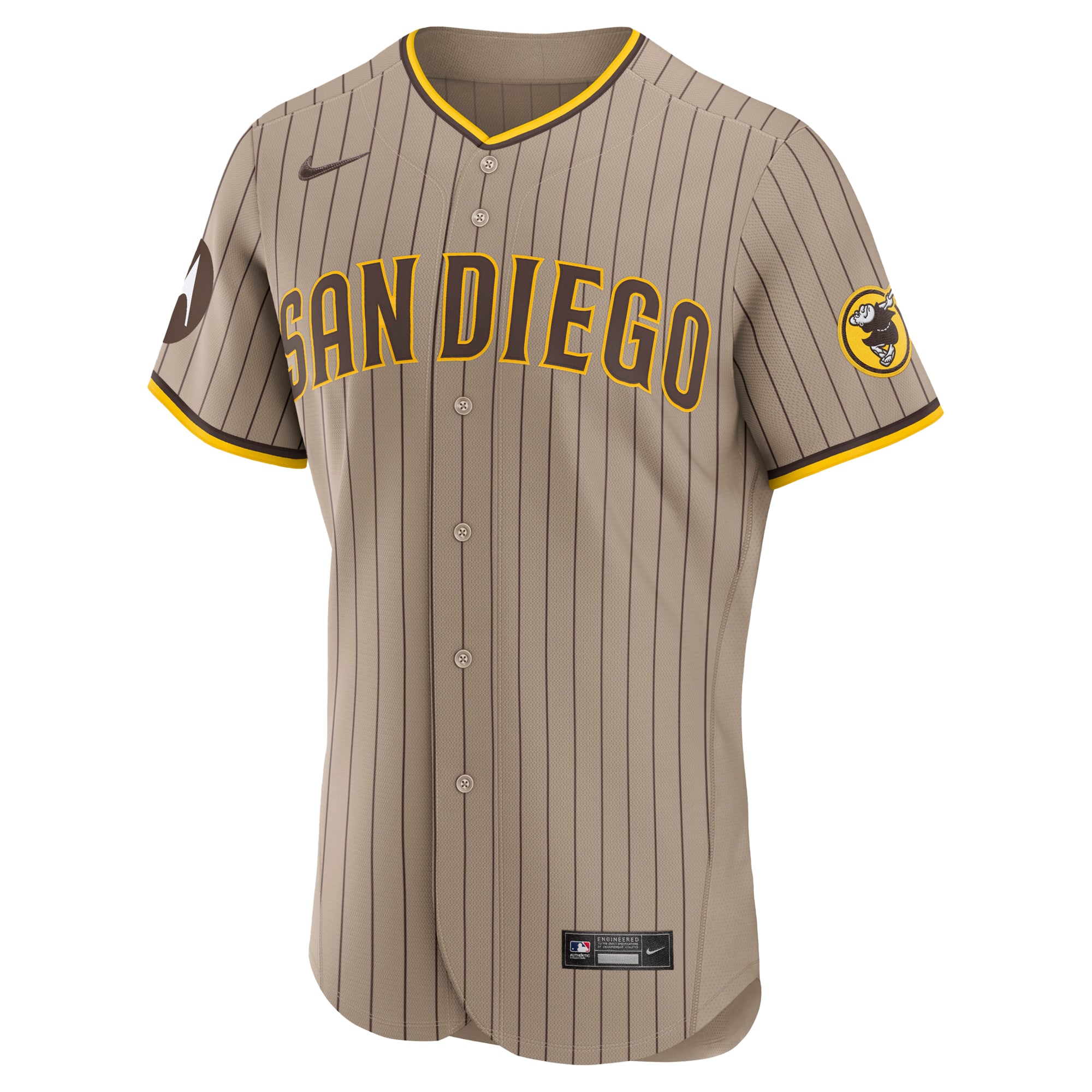 Maillot authentique Nike kaki pour homme des Padres de San Diego, avec écusson sponsor alternatif
